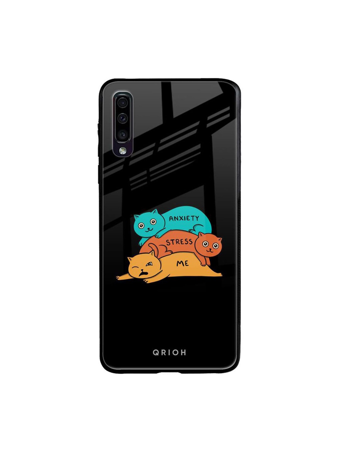 

QRIOH Quirky Printed Samsung Galaxy A70 Back Case Mobile Accessories, Black