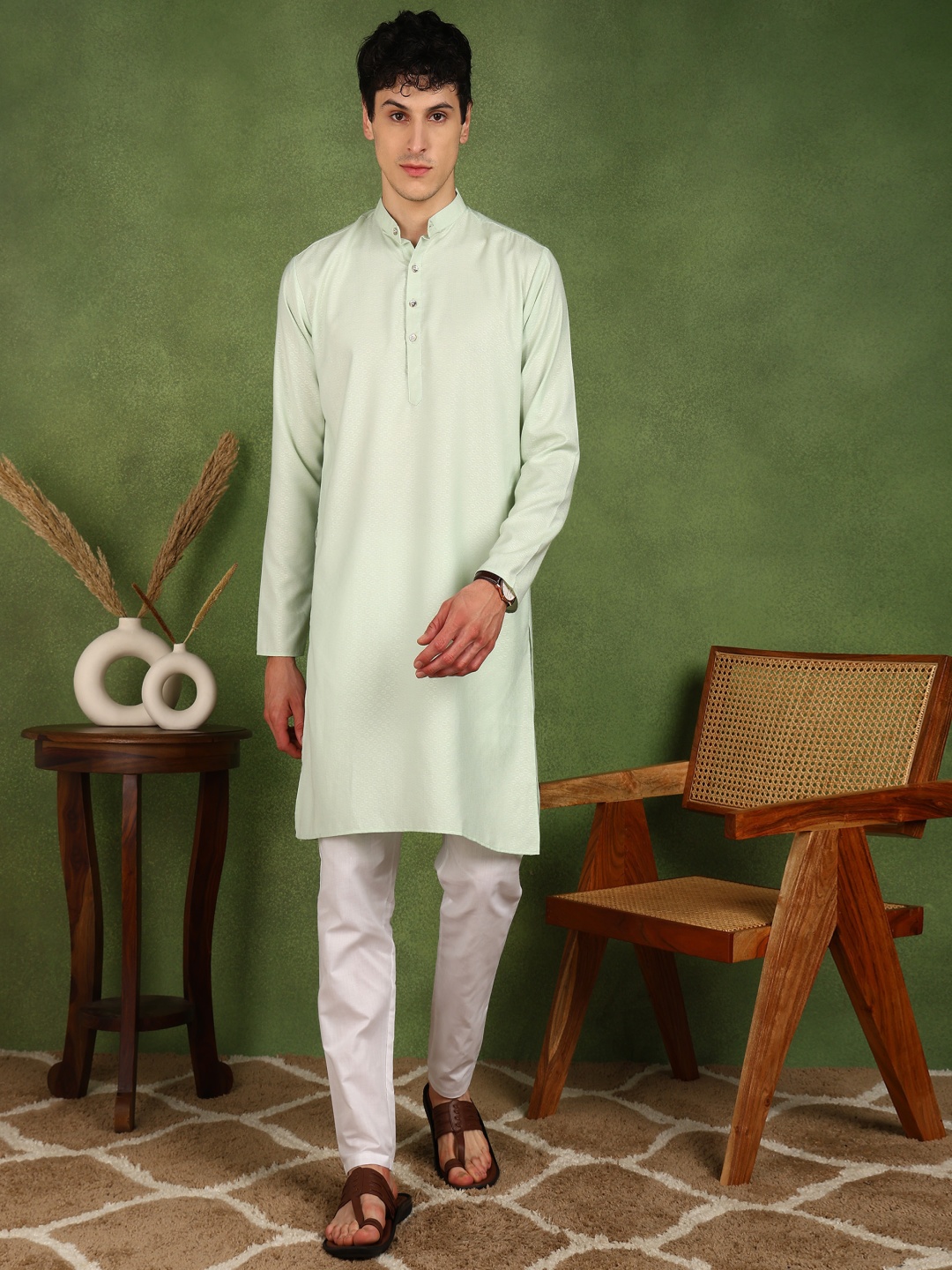 

PulseIQ Men Regular Kurta with Pyjamas, Green