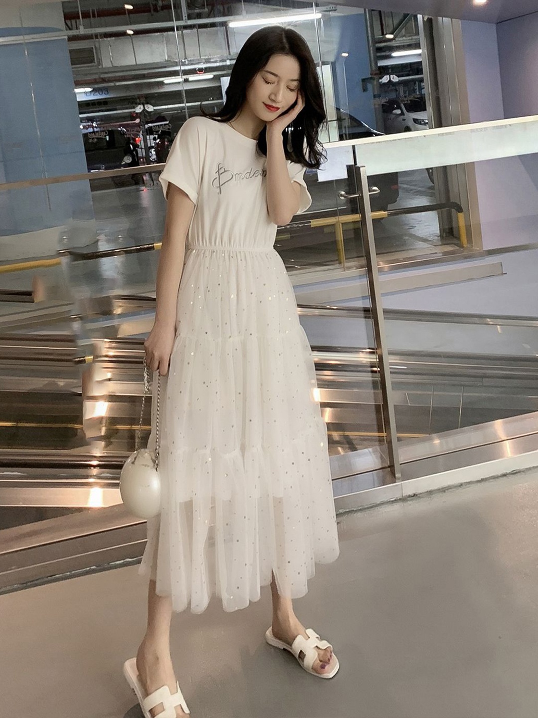 

DressBerry A-Line Midi Dress, White