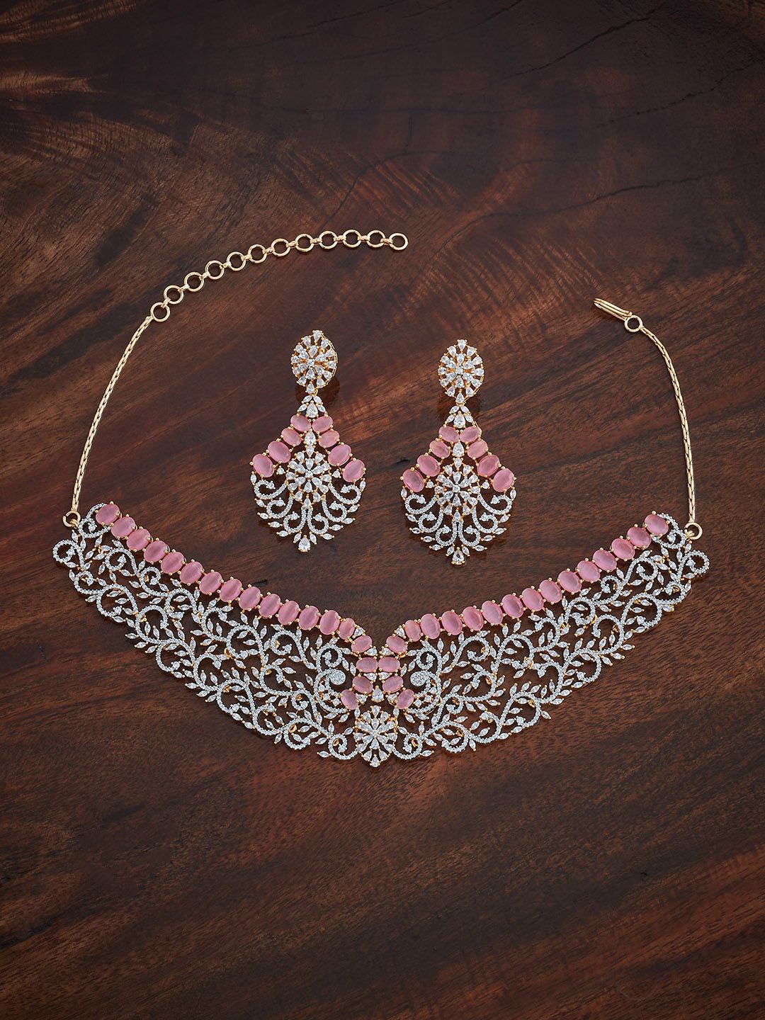 

Kushal's Fashion Jewellery Gold-Plated Cubic Zirconia Stone-Studded Jewellery Set