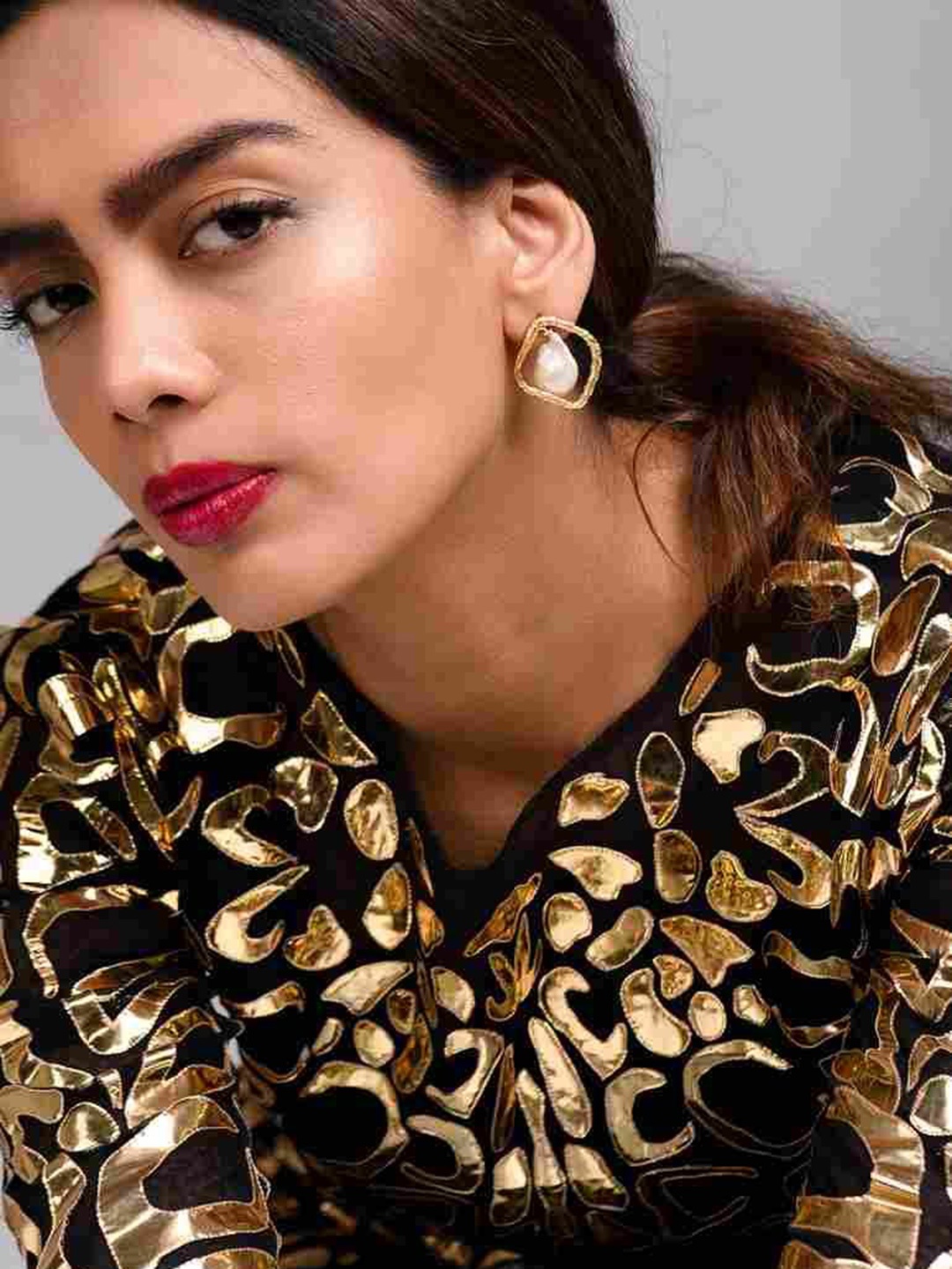 

MNSH Brass-Plated Contemporary Shaped Drop Earrings, Gold