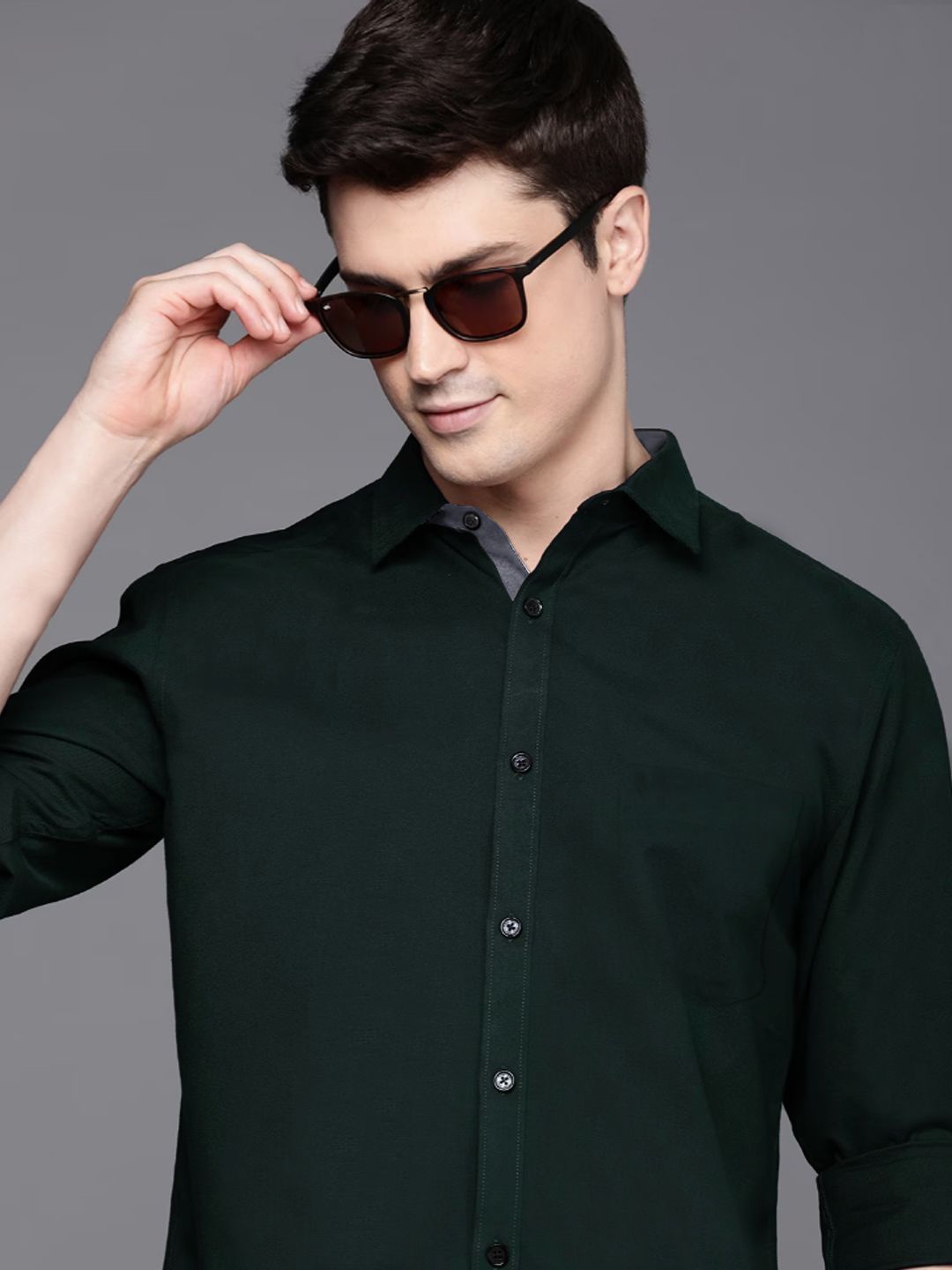 

SZN Men Standard Opaque Formal Shirt, Green