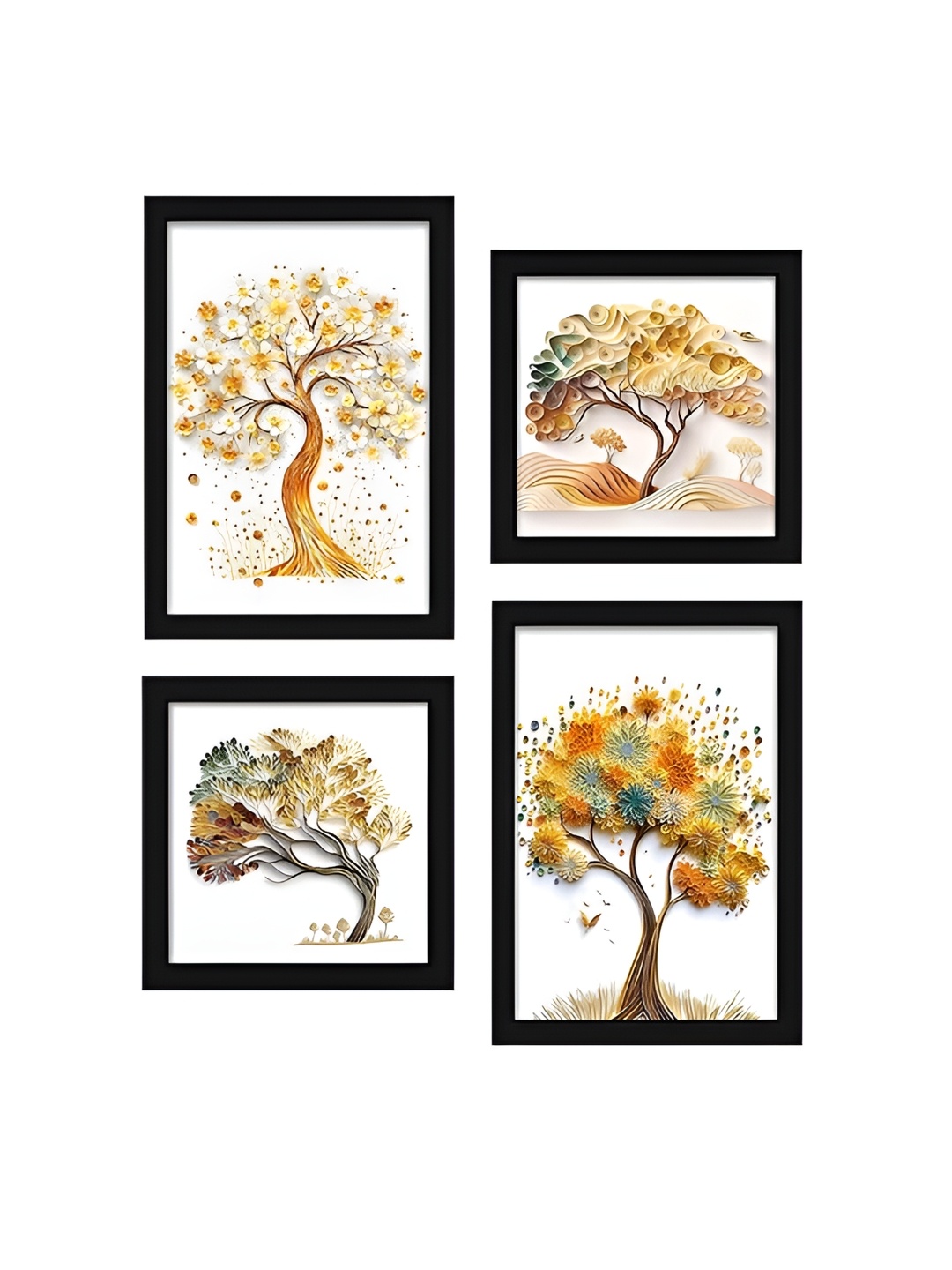 

Indianara White & Yellow 4 Piece Canvas Floral and Botanical Wall Paintings