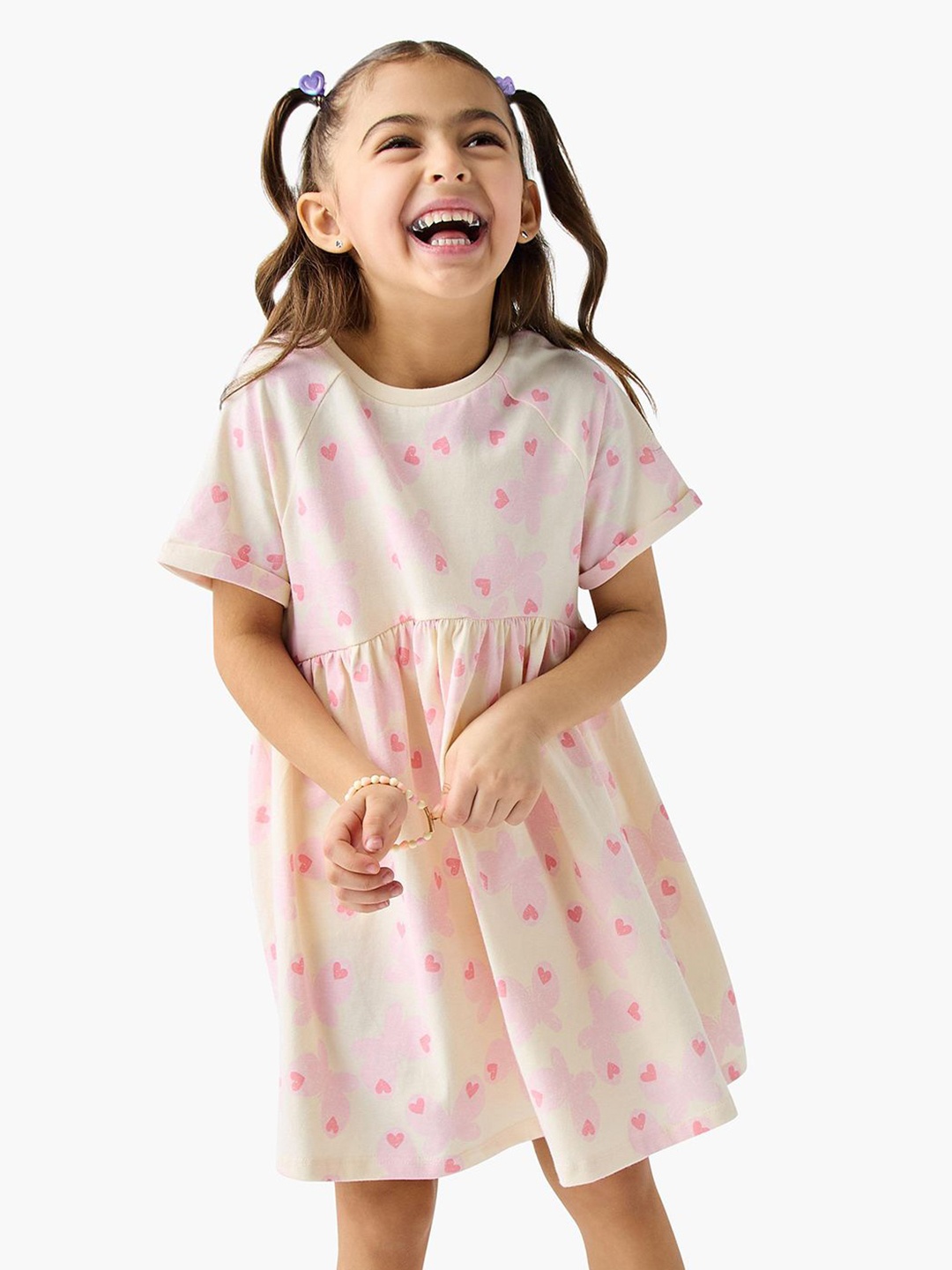 

Juniors by Babyshop Floral Print A-Line Dress, Beige