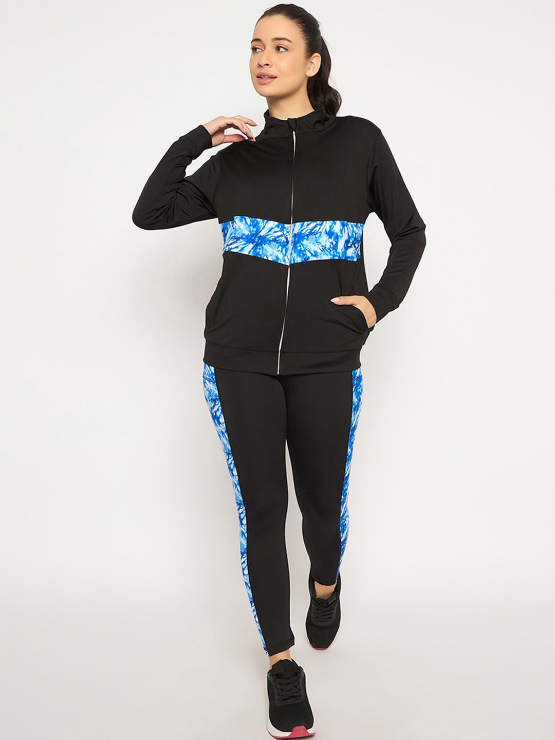 

Clovia Comfort Fit Bra, Jacket & Tights Tracksuits, Blue