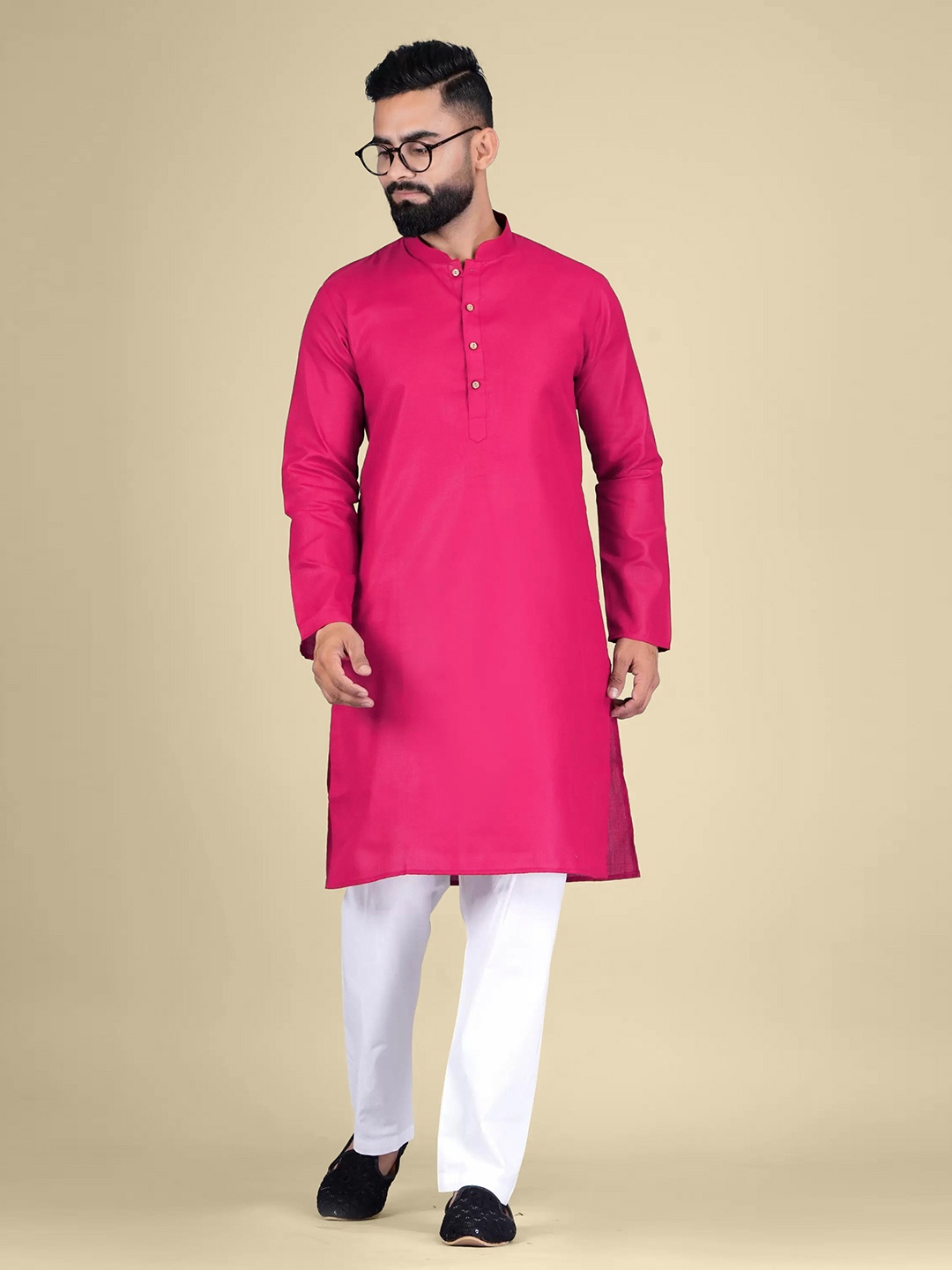 

Moda Rapido Mandarin Collar Straight Kurtas, Pink