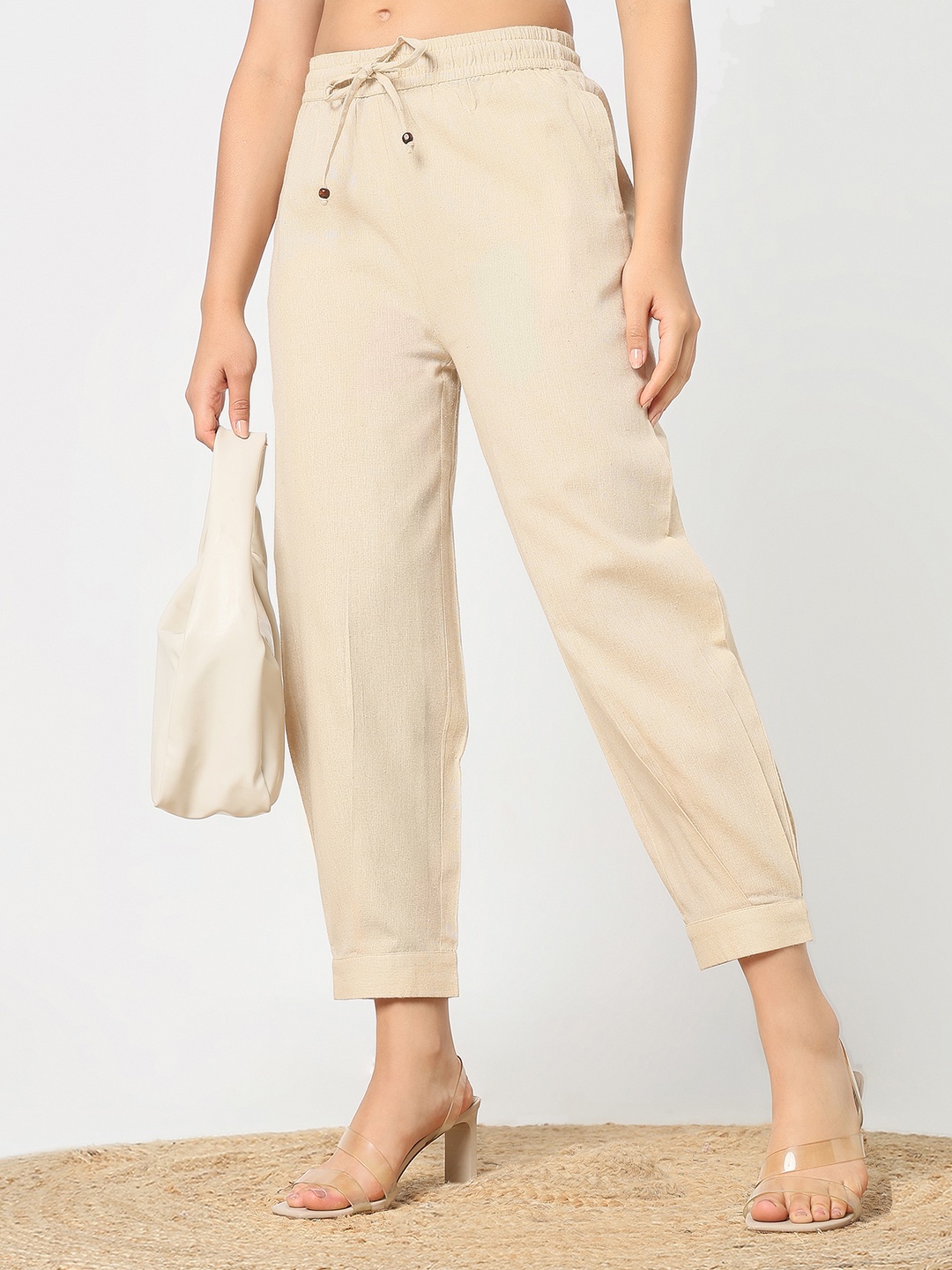 

R&B Women Straight Fit Trousers, Beige