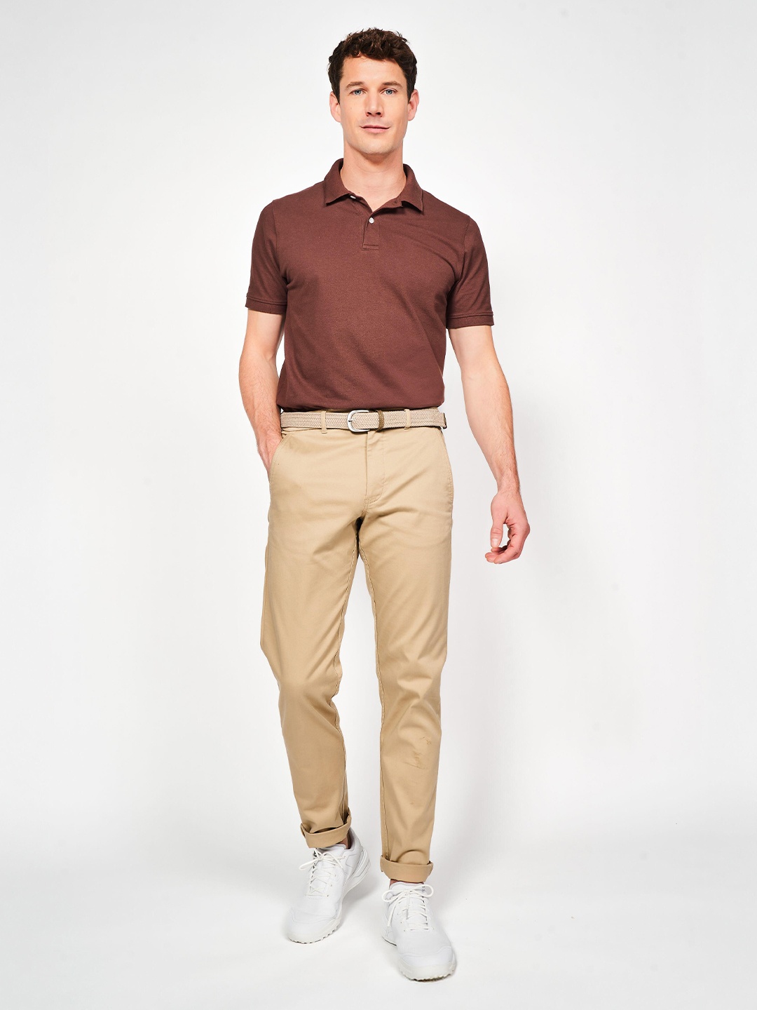 

Inesis By Decathlon Men's golf cotton short-sleeved polo shirt - MW500, Brown