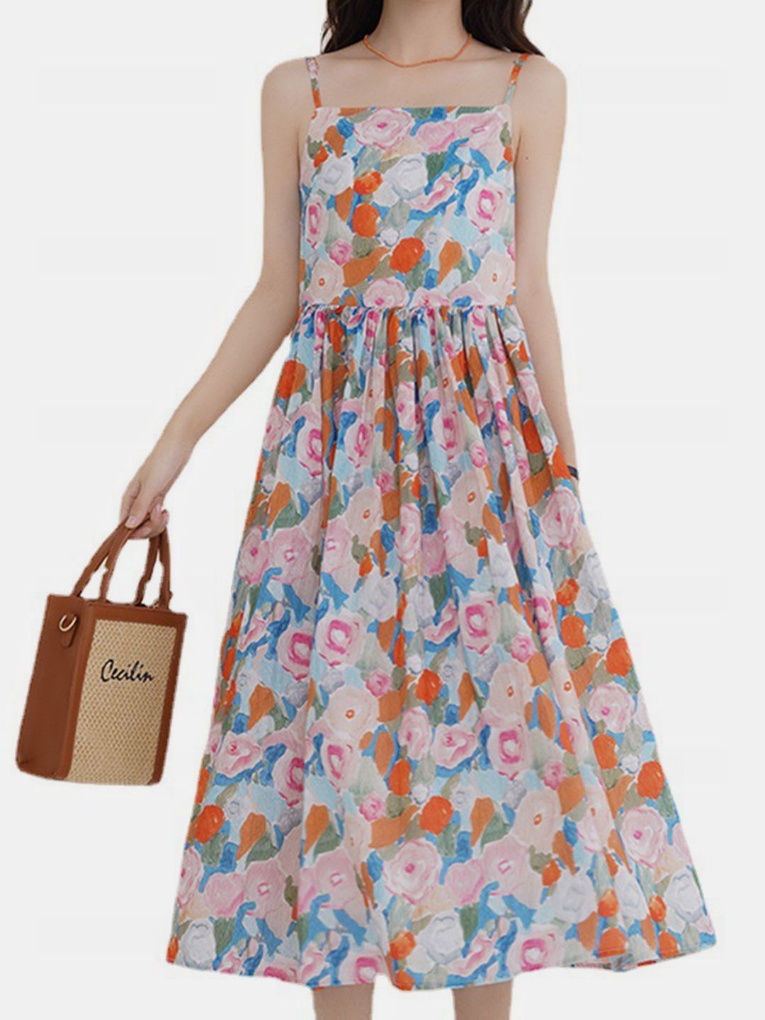 

DressBerry Floral Print Fit & Flare Maxi Dress, Red