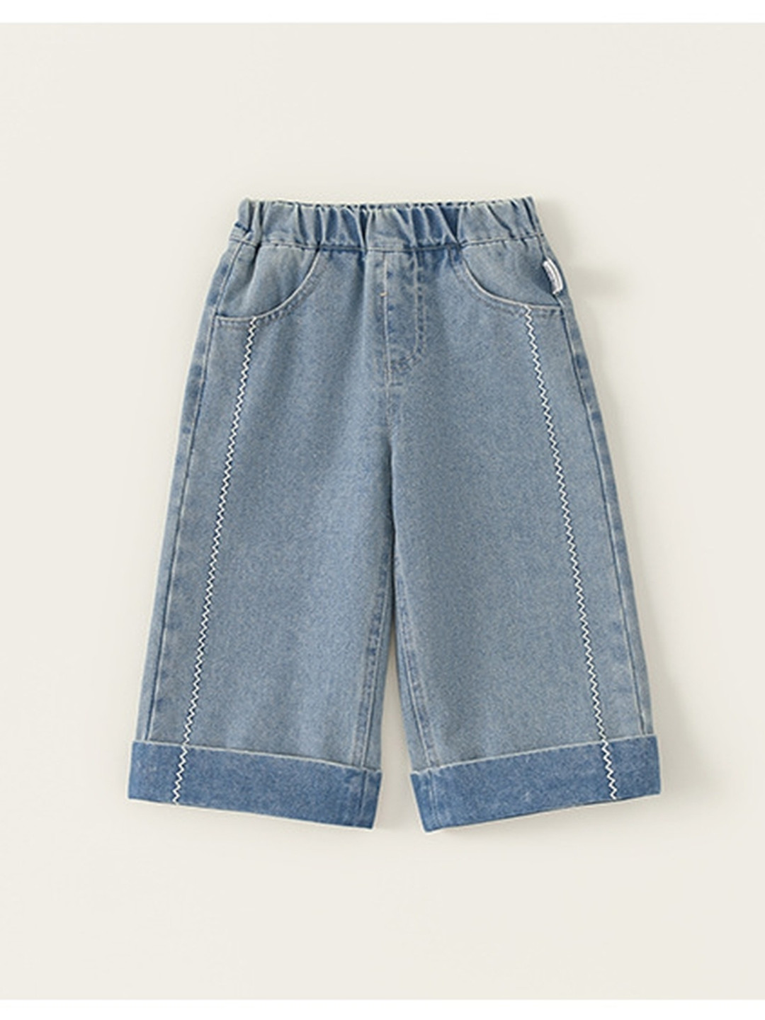 

LULU & SKY Girls Wide Leg High-Rise Low Distress Jeans, Blue
