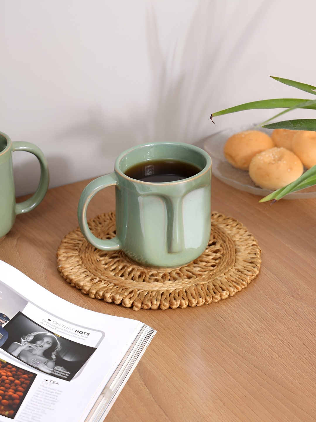 

DULI Green Natural Elements Solid Ceramic Glossy Cups Set of Cups and Mugs