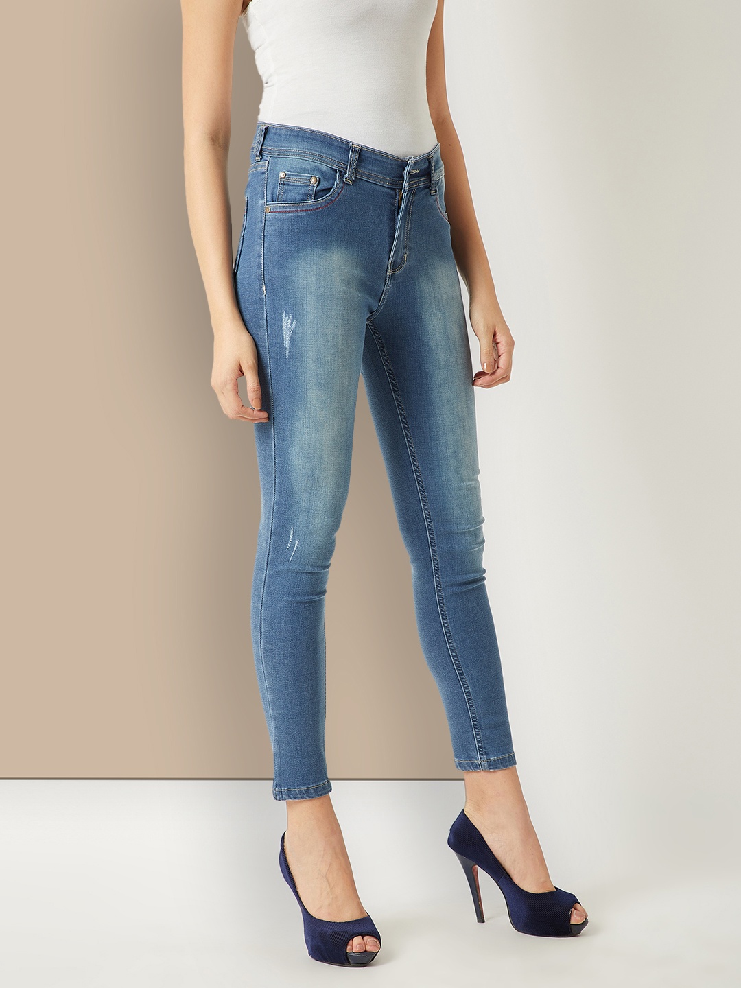 

Chemistry Women Skinny Fit High-Rise Heavy Fade Stretchable Jeans, Blue