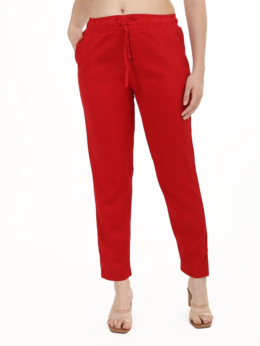 

Fly Birds Women Tailored Trousers, Red