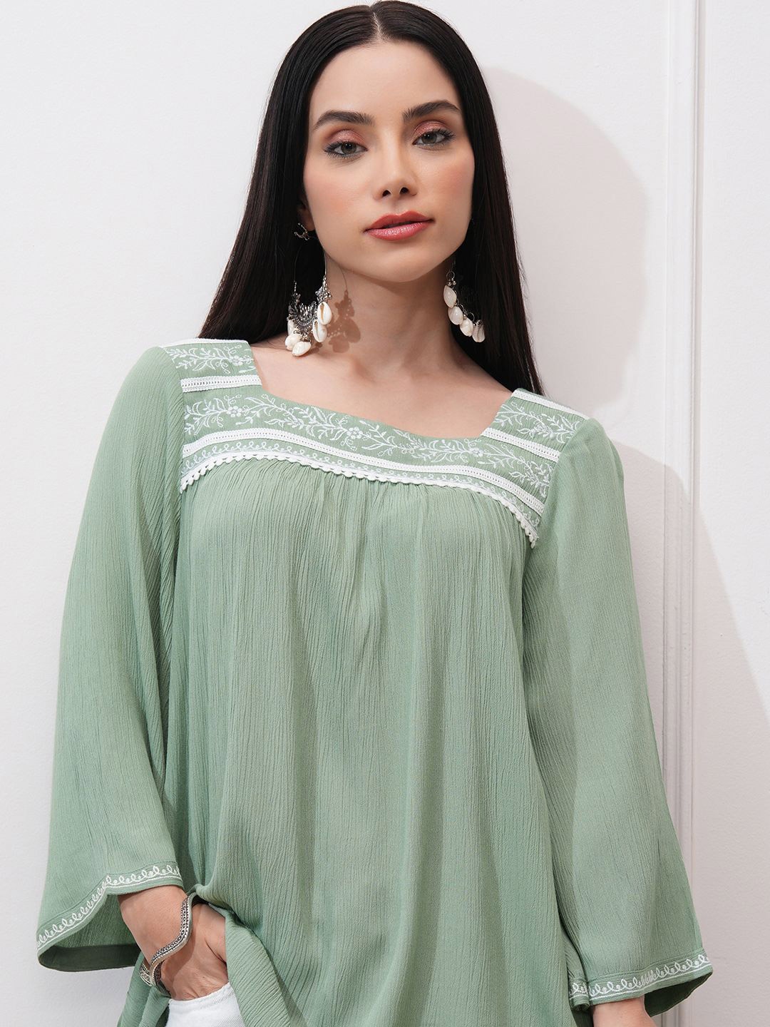 

Vishudh Embroidered Top, Green