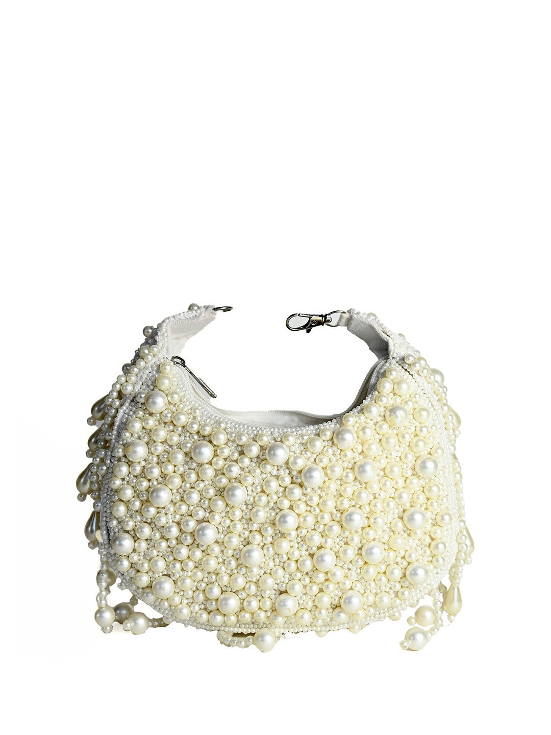 

ODETTE Embellished Suede Structured Handheld Bag, White
