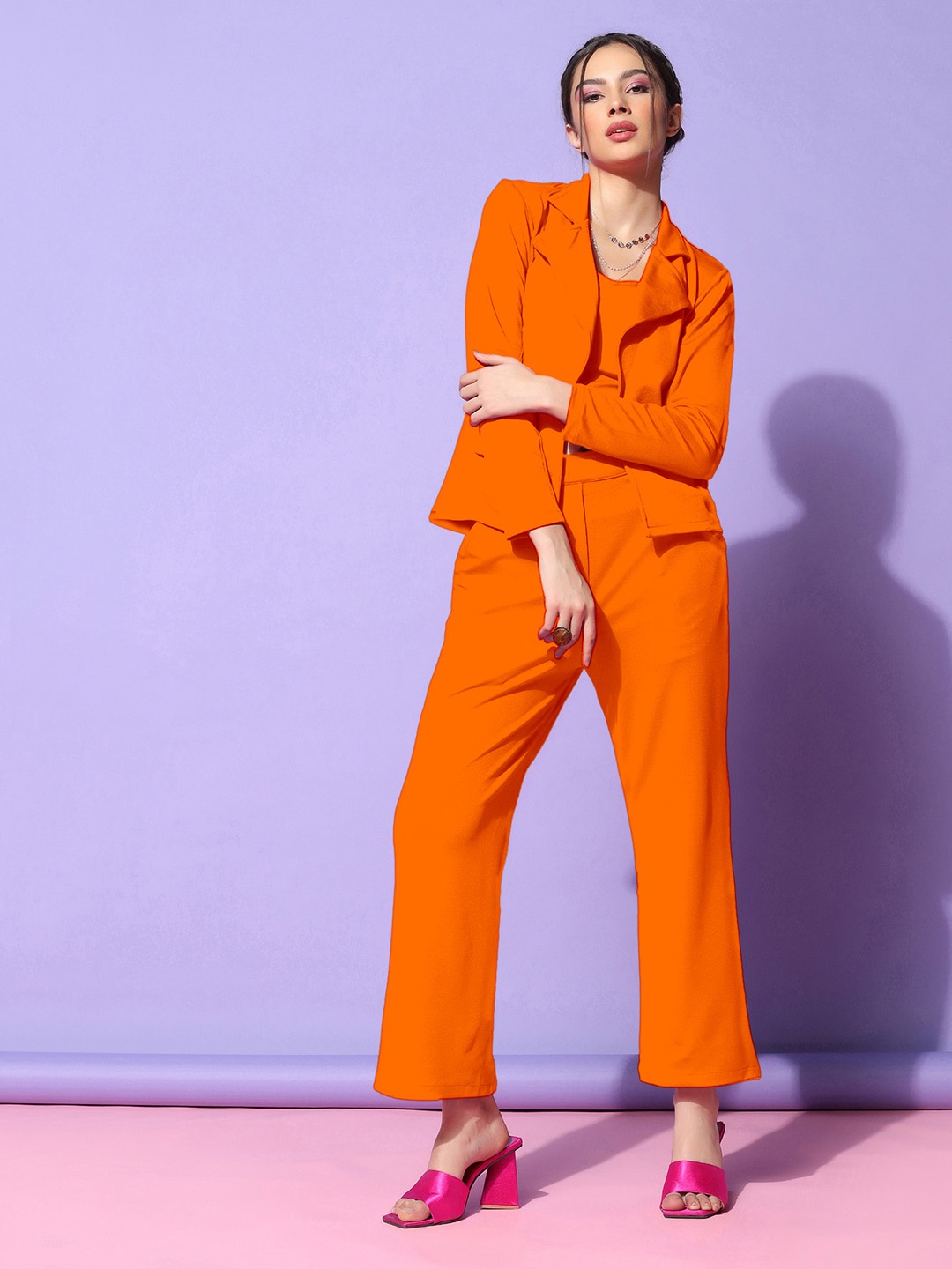 

Moda Rapido Lapel Collar Top With Trouser, Orange