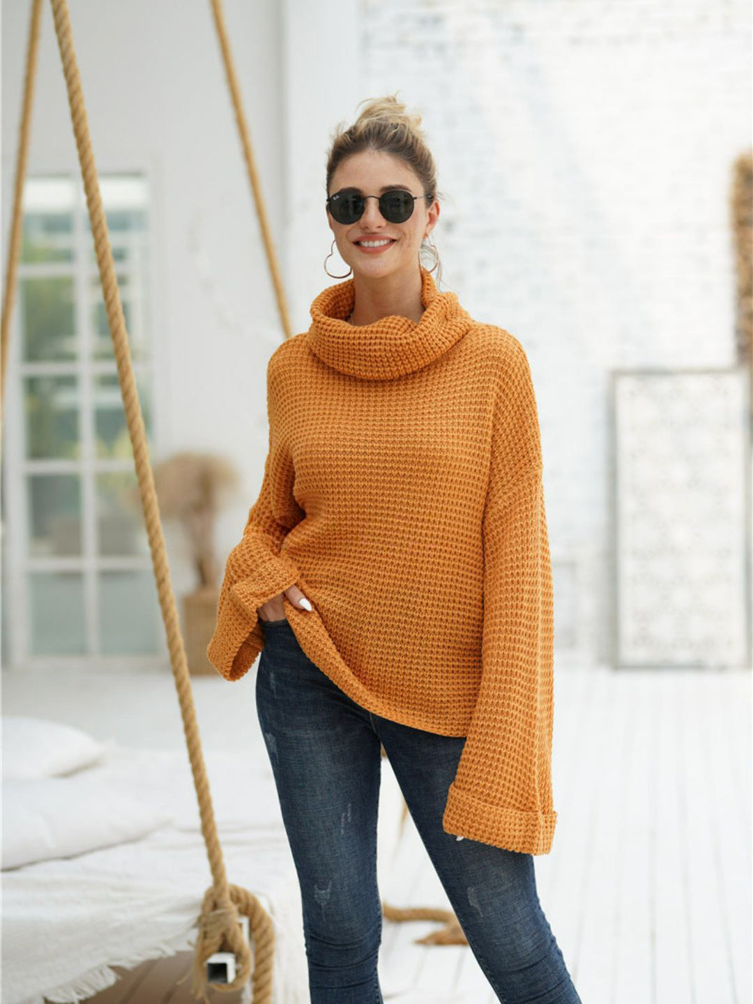 

Oh Rare Women Ribbed Pullover, Yellow