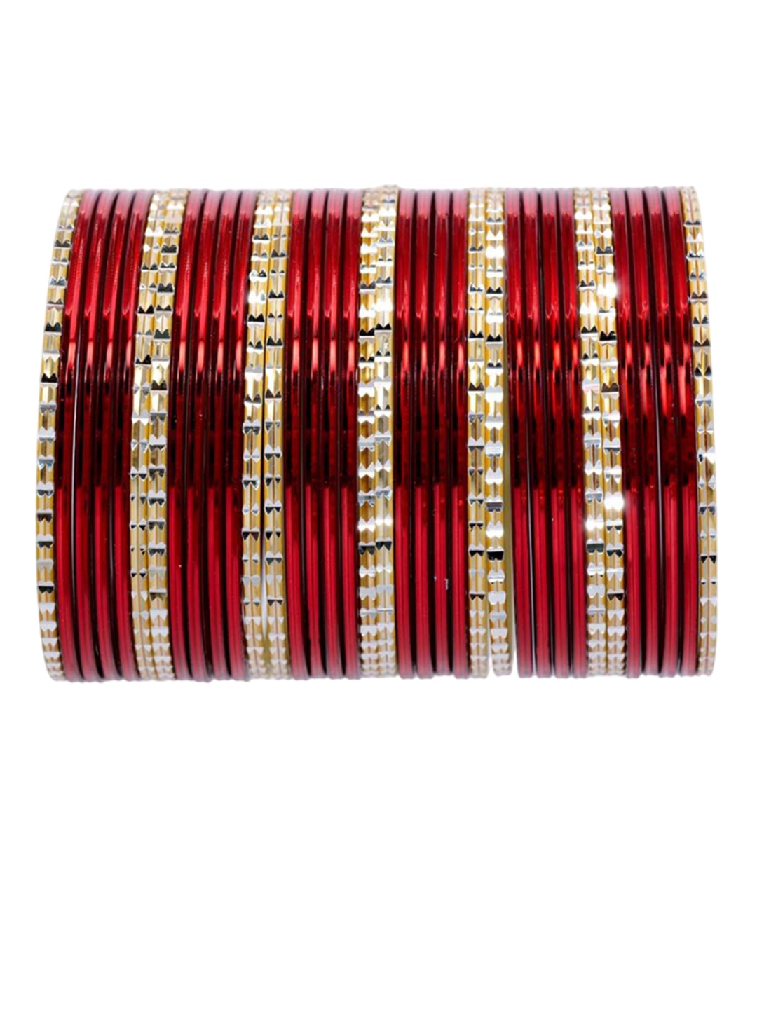 

ZULKA Set Of 36 Metal With Cutting & Plane Bangles, Gold