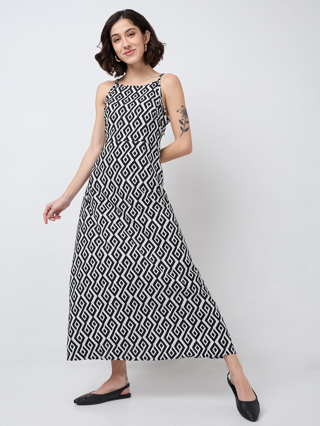 

SZN Print Maxi Dress, Black