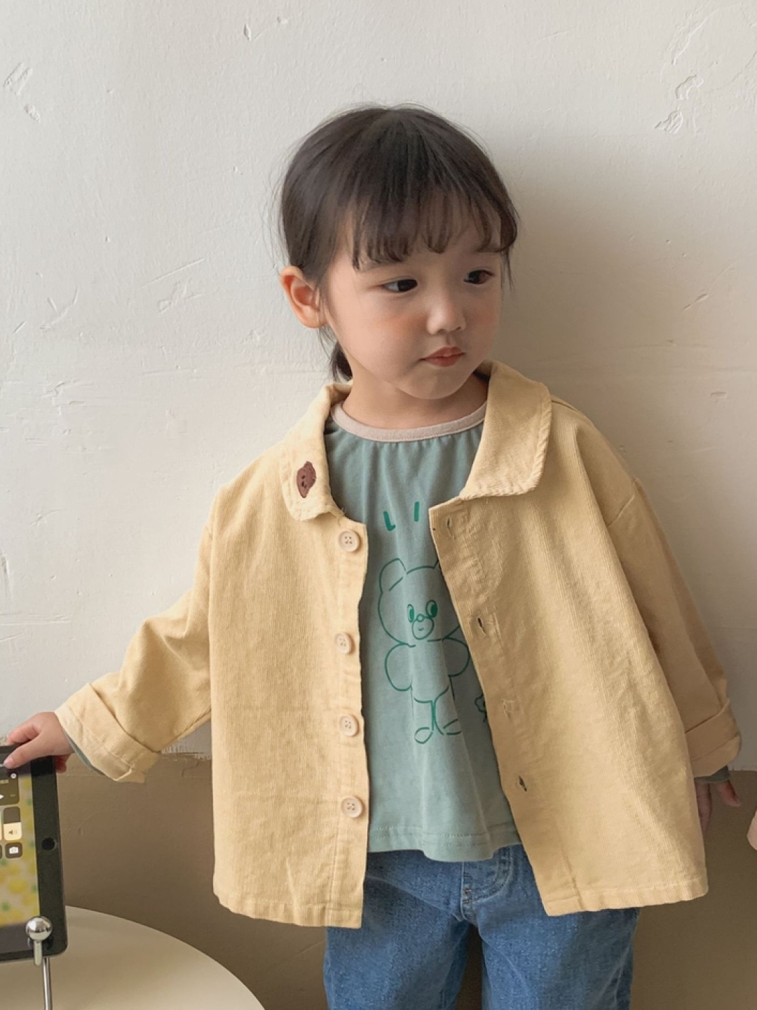 

LULU & SKY Unisex Kids Washed without Crop Tailored Jacket, Beige