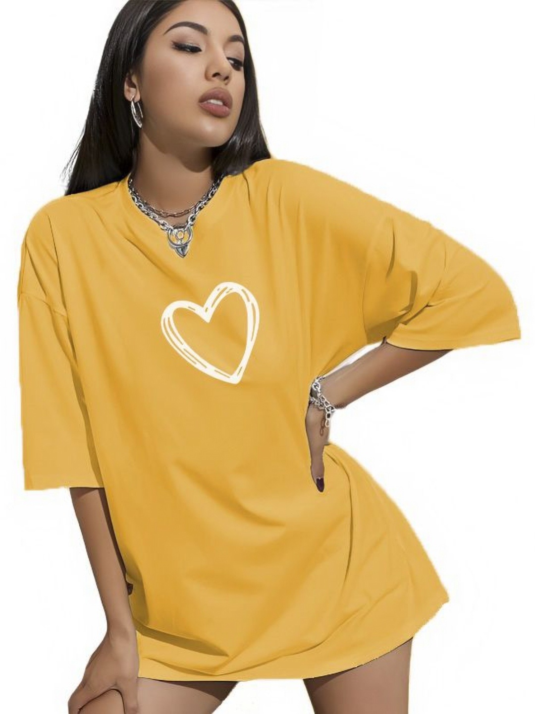 

SZN Women Printed Drop-Shoulder Sleeves Pockets T-shirt, Yellow