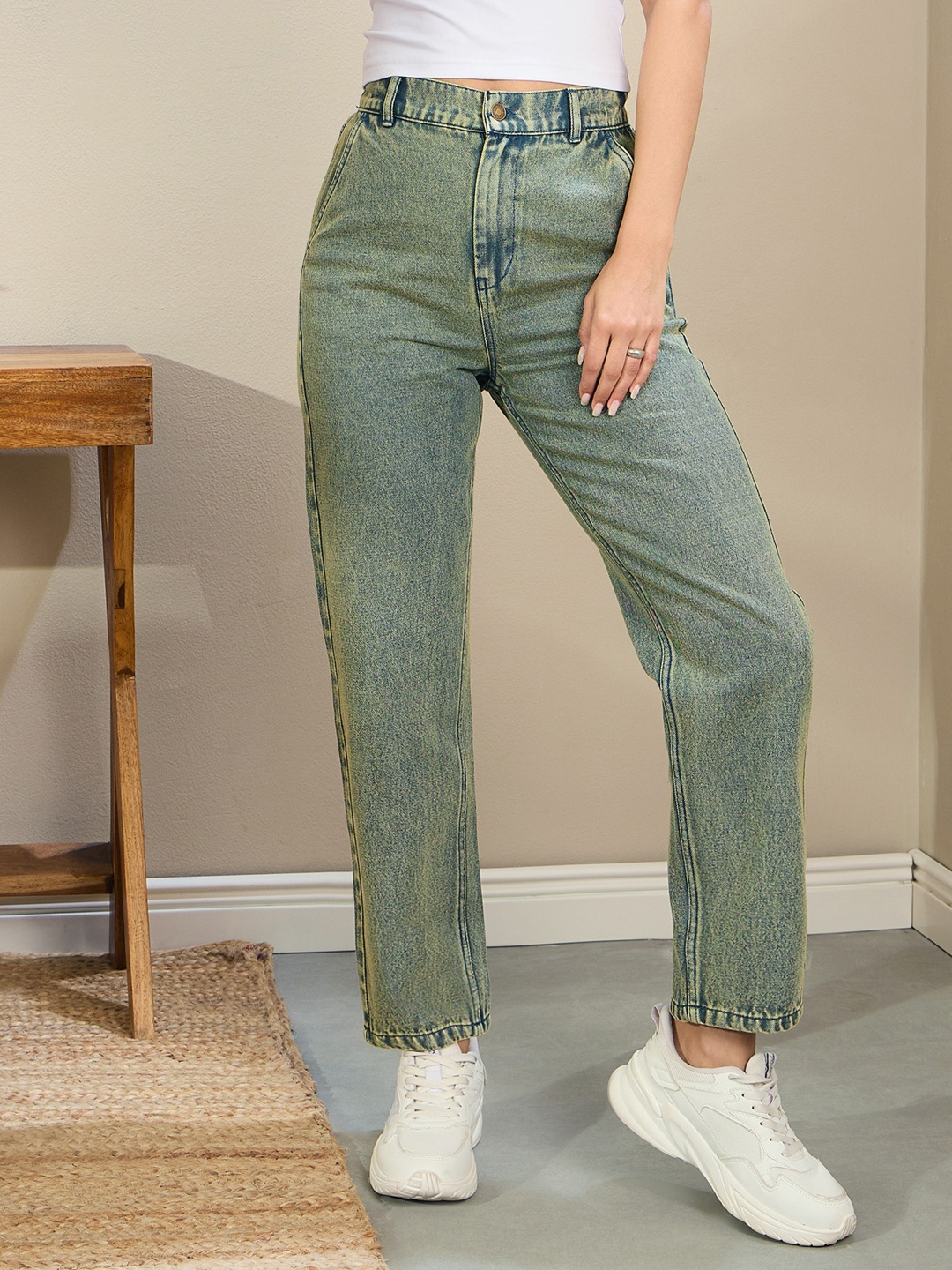 

SASSAFRAS BASICS Women Light Fade Stretchable Jeans, Green