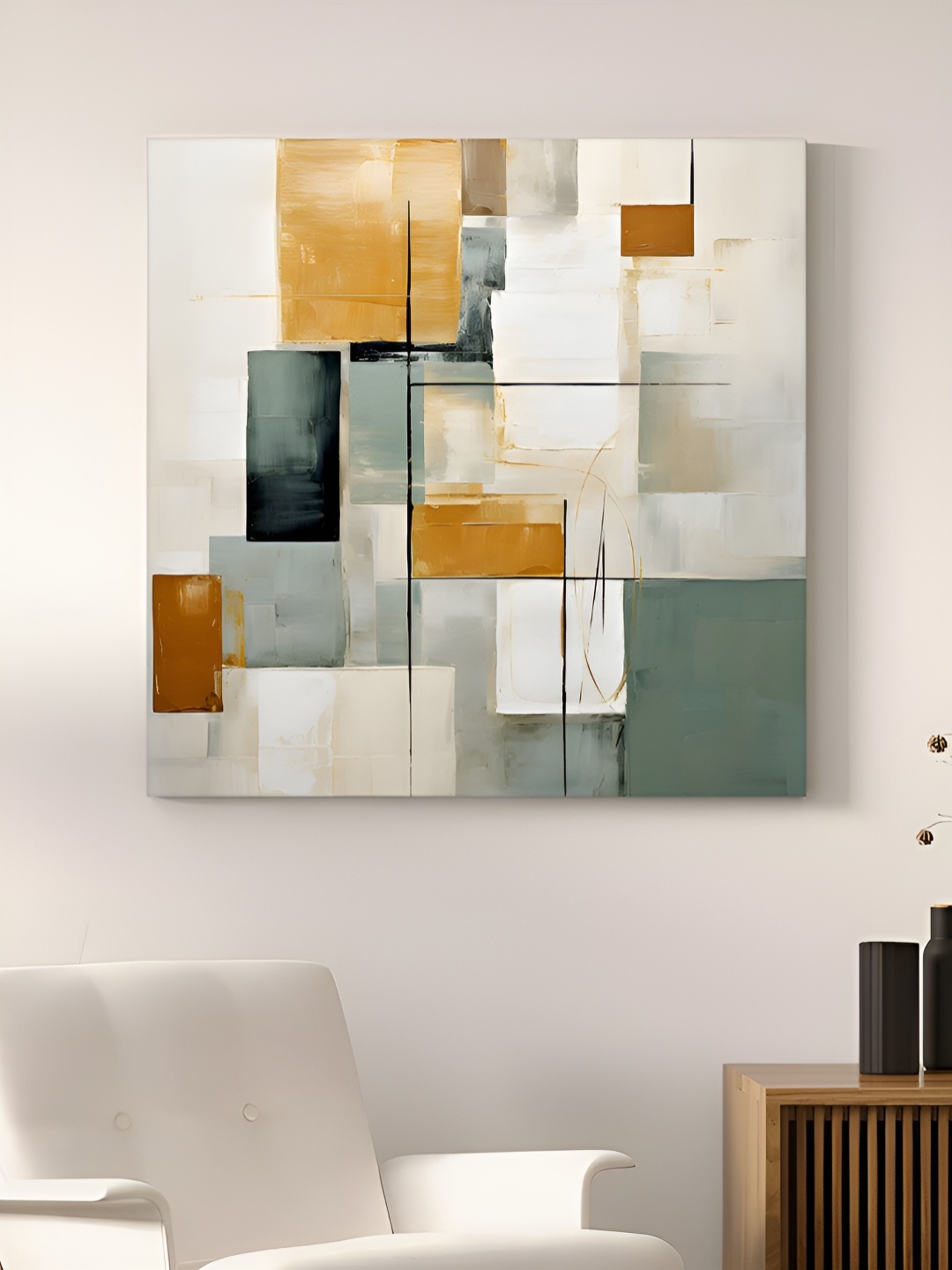 

Myntra Elegant Homes White 1 Piece Canvas Abstract Wall Paintings