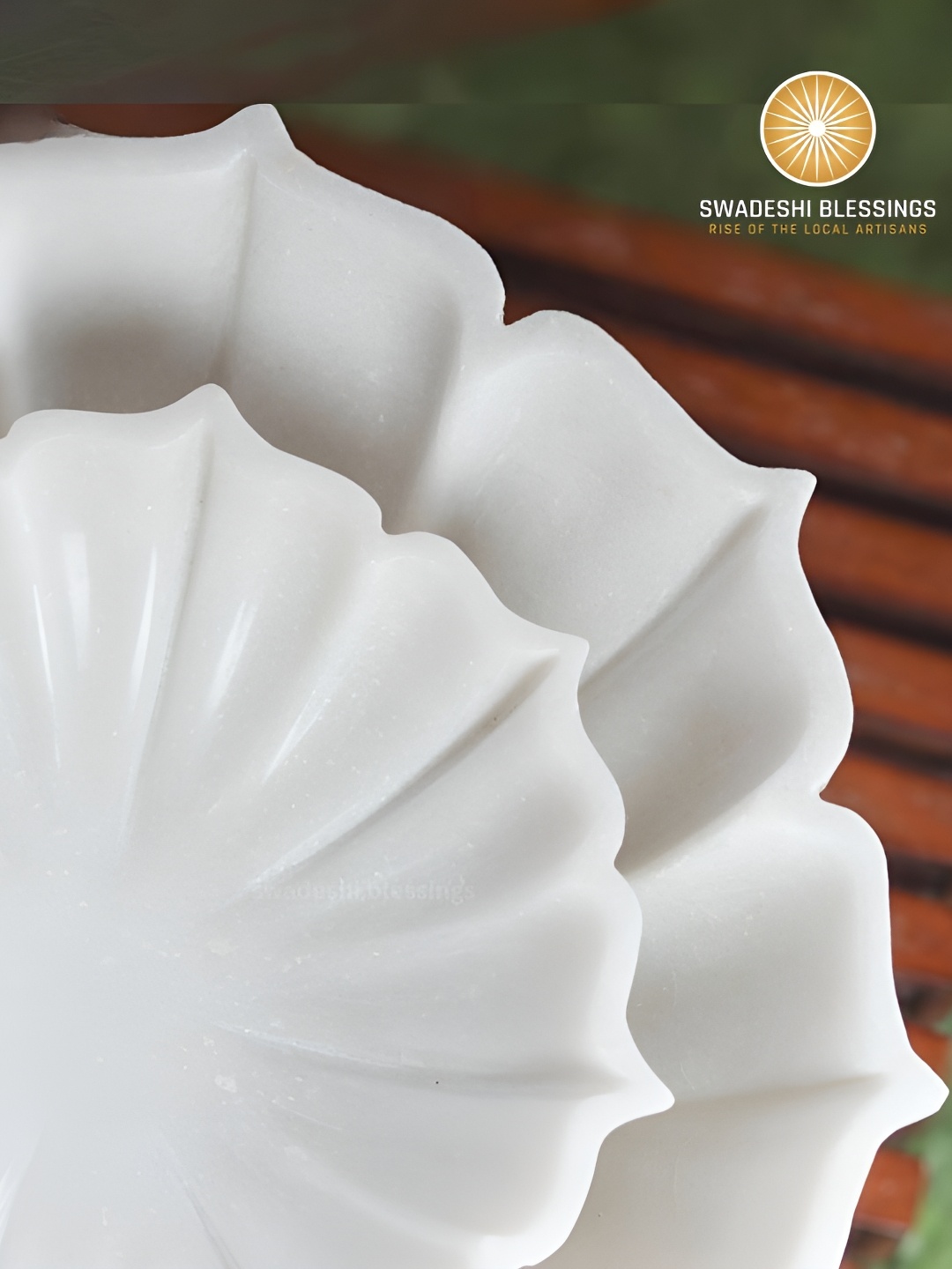 

Swadeshi Blessings White Lotus Marble Decorative Bowl 6 Inch