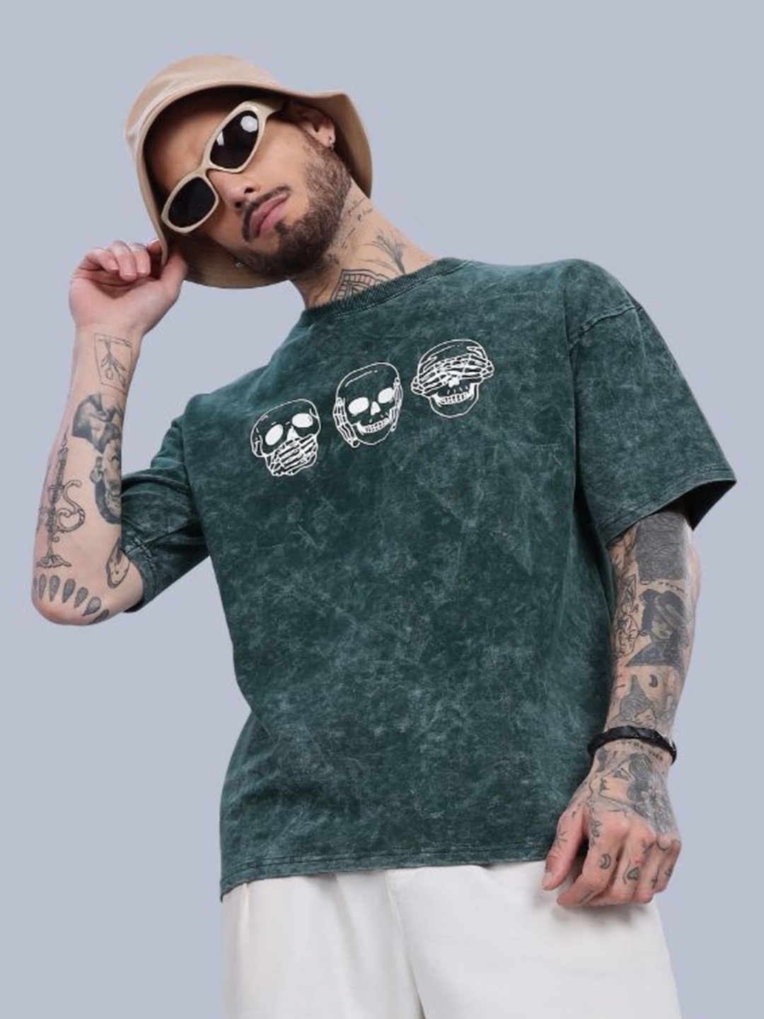 

PAUL STREET Men Dyed Bio Finish Boxy T-shirt, Green
