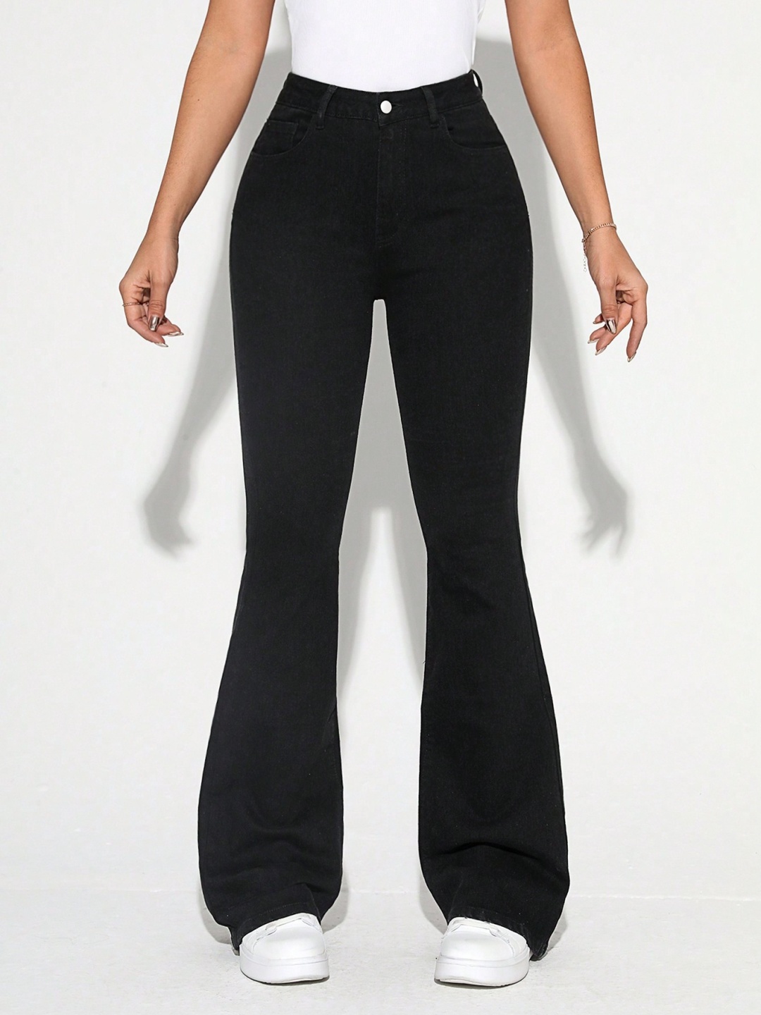

NUCOUTHS Women Comfort High-Rise Stretchable Jeans, Black