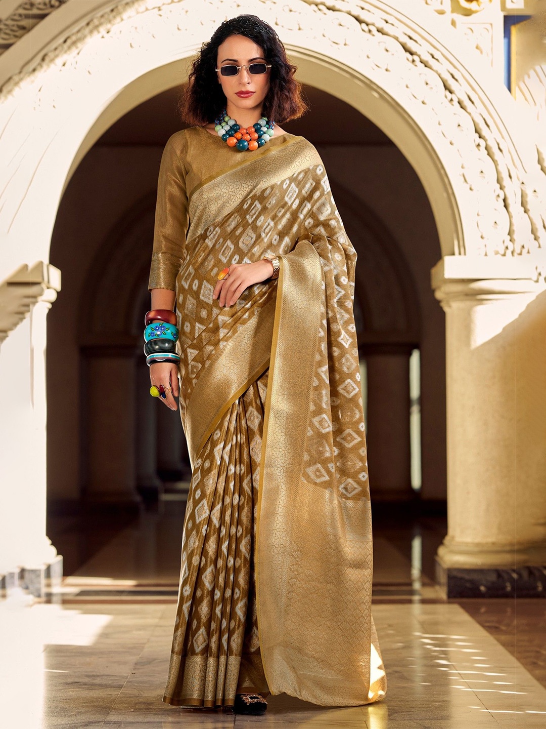 

MySilkLove Caramel Brown Tissue Silk Saree