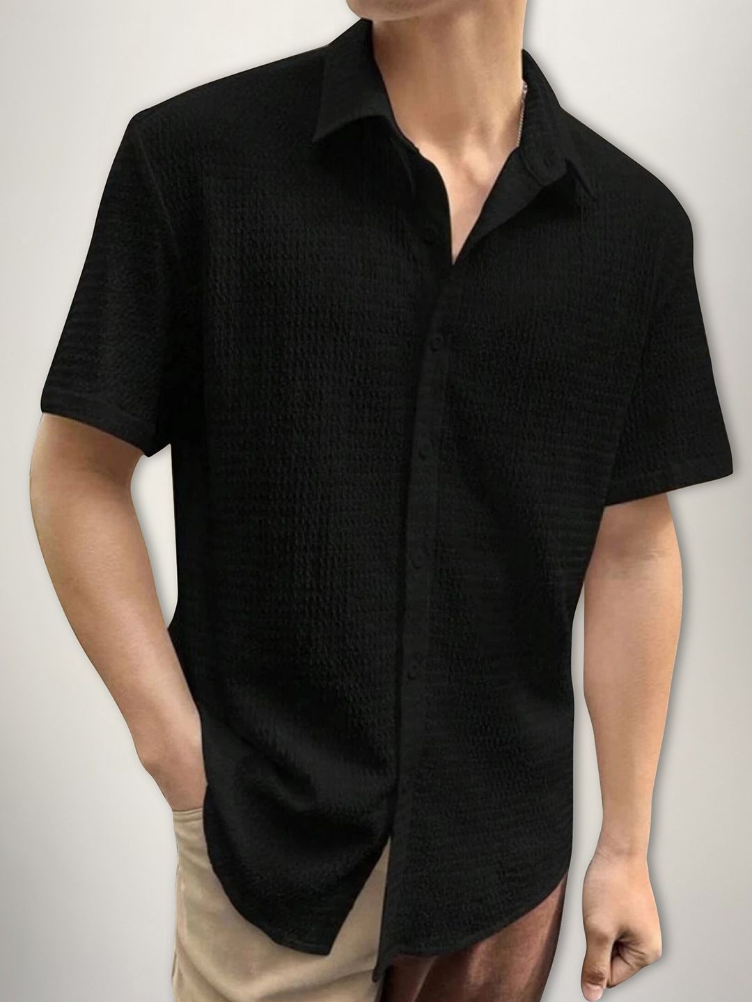 

SZN Men Original Opaque Casual Shirt, Black