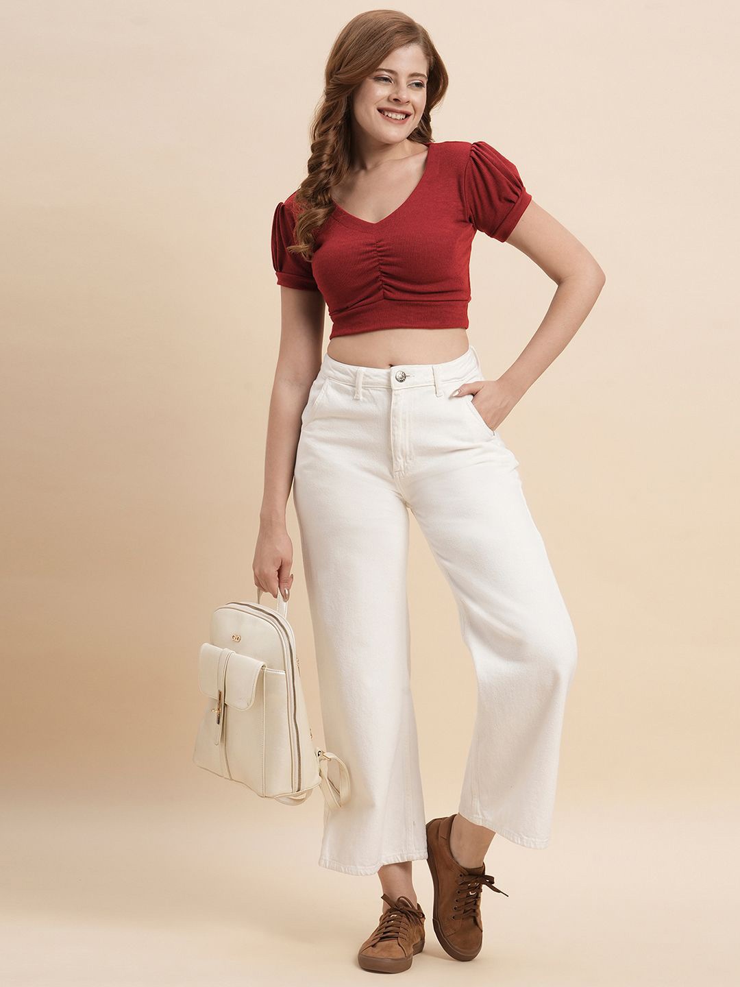 

Moda Rapido Puff Sleeve Top, Red