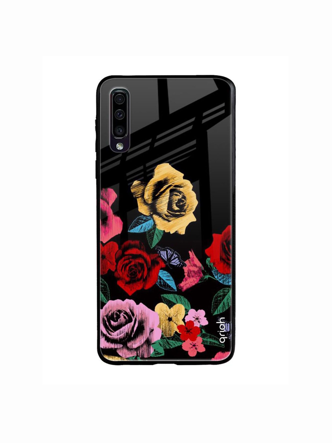 

QRIOH Floral Printed Samsung Galaxy A70 Back Case Mobile Accessories, Black