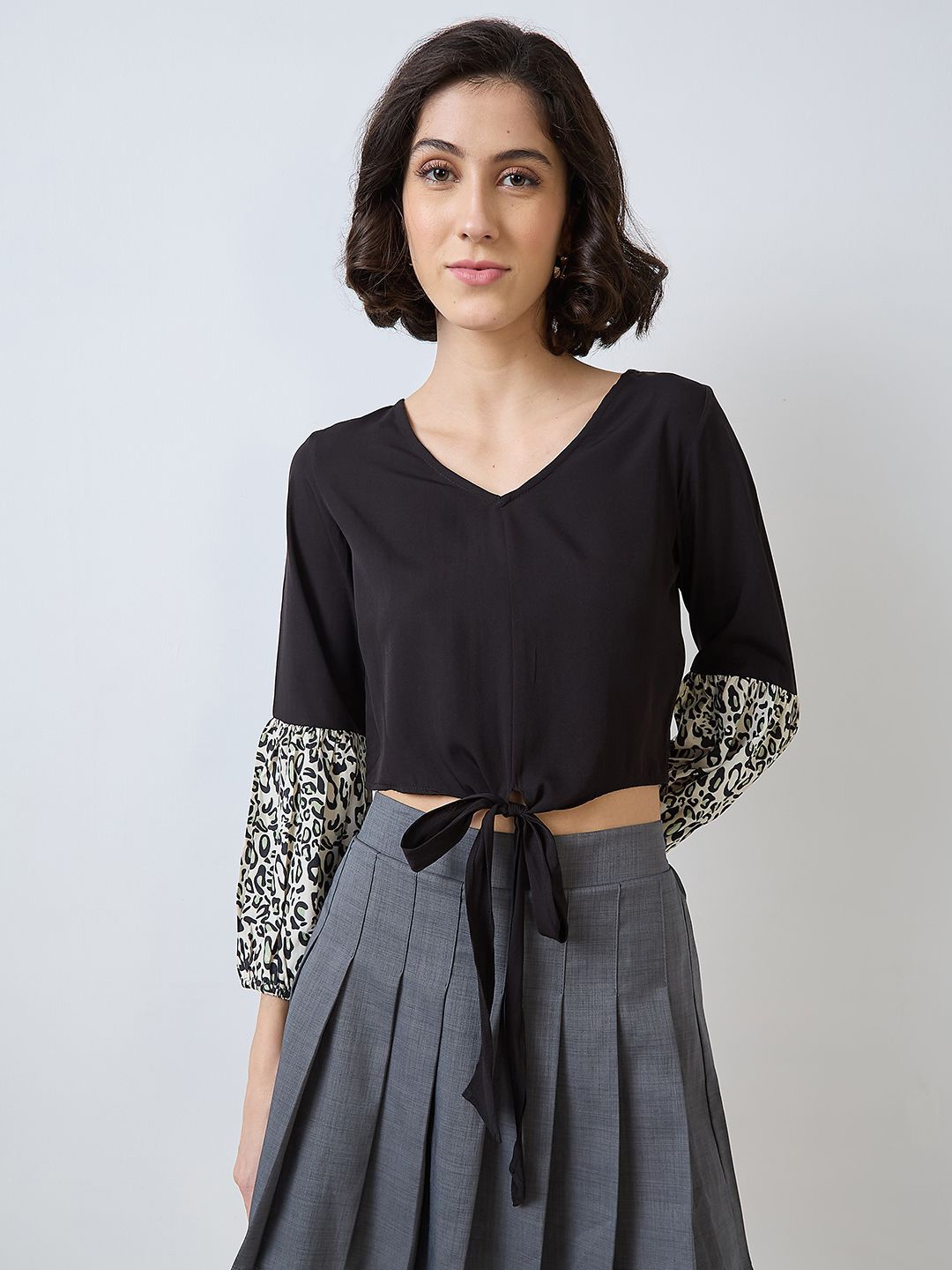 

SZN Bell Sleeve Crop Top, Black