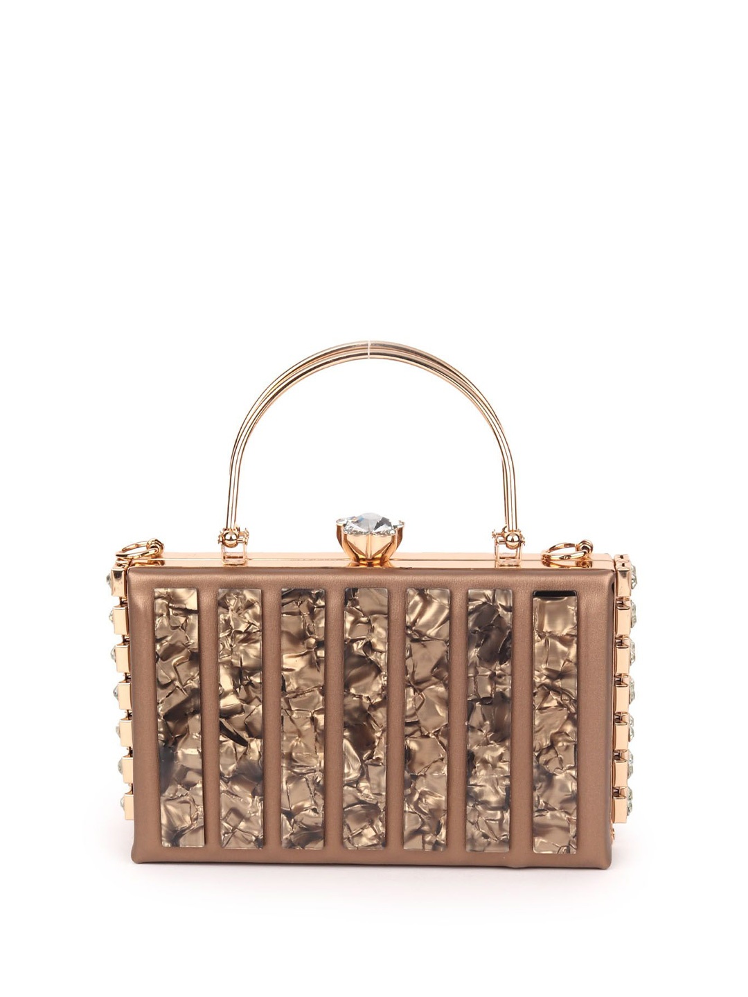 

ODETTE Embellished PU Structured Handheld Bag with Tasselled, Brown