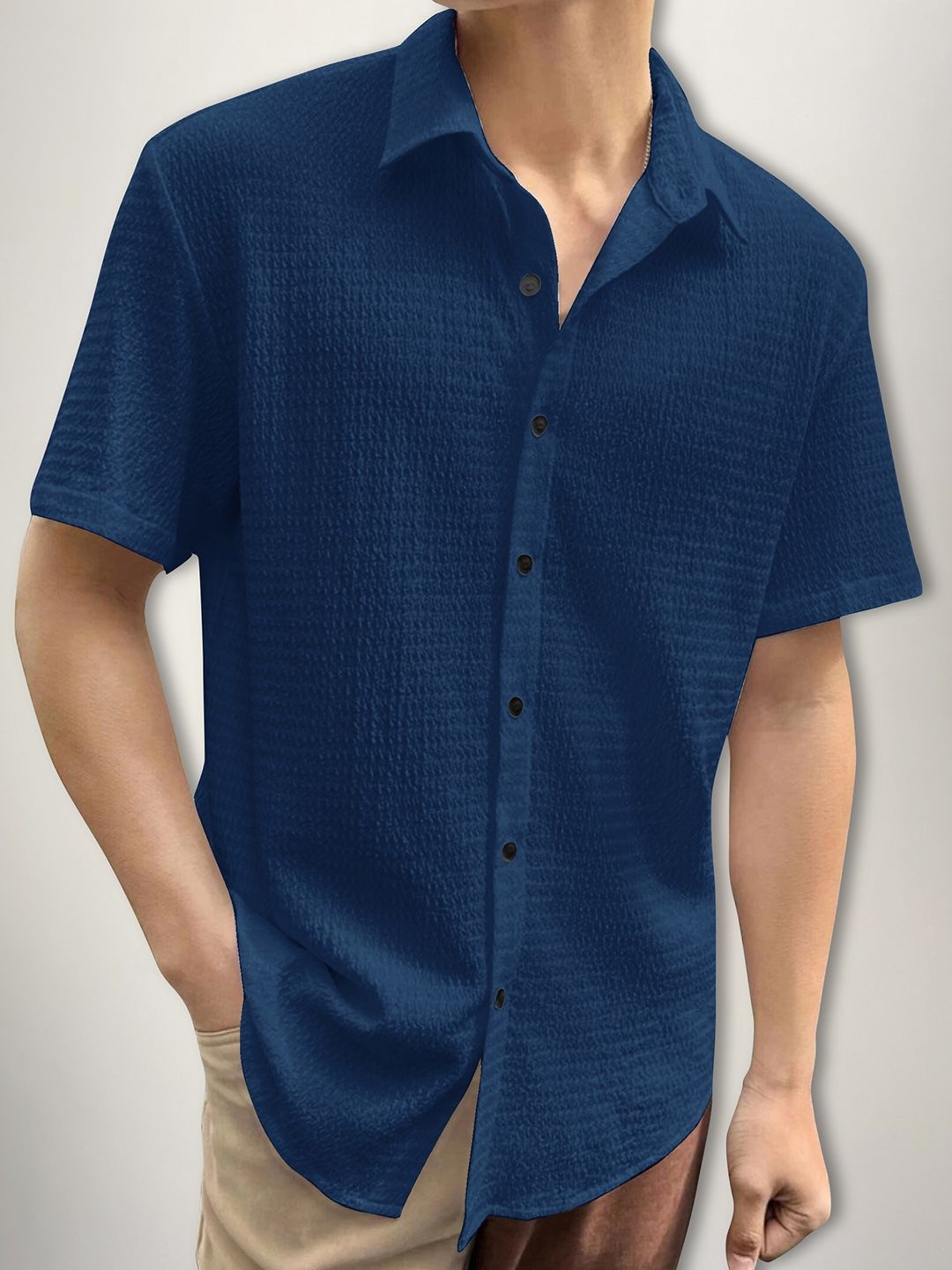 

SZN Men Textured Original Fit Casual Shirt, Teal
