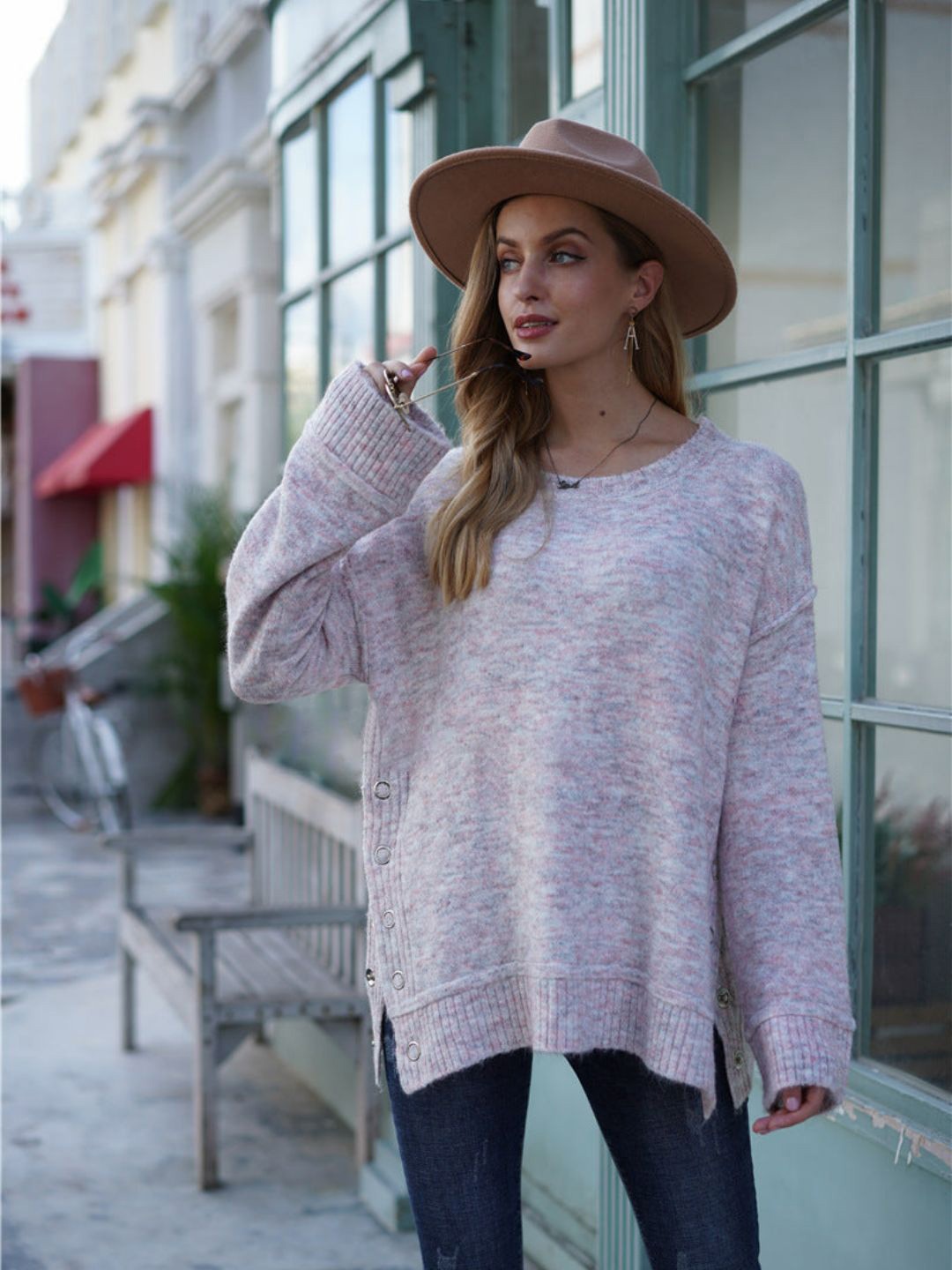 

Oh Rare Women Printed Pullover, Pink