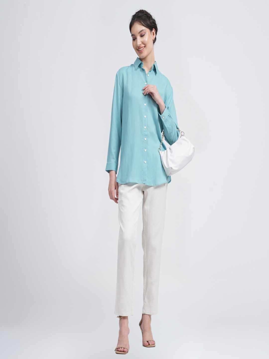 

Saltpetre Full Sleeve Button Down Organic Cotton Shirt & Tapered Pants Co-Ords, Blue