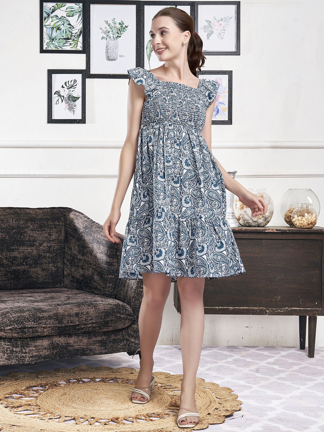 

Moda Rapido Print Fit & Flare Midi Dress, White