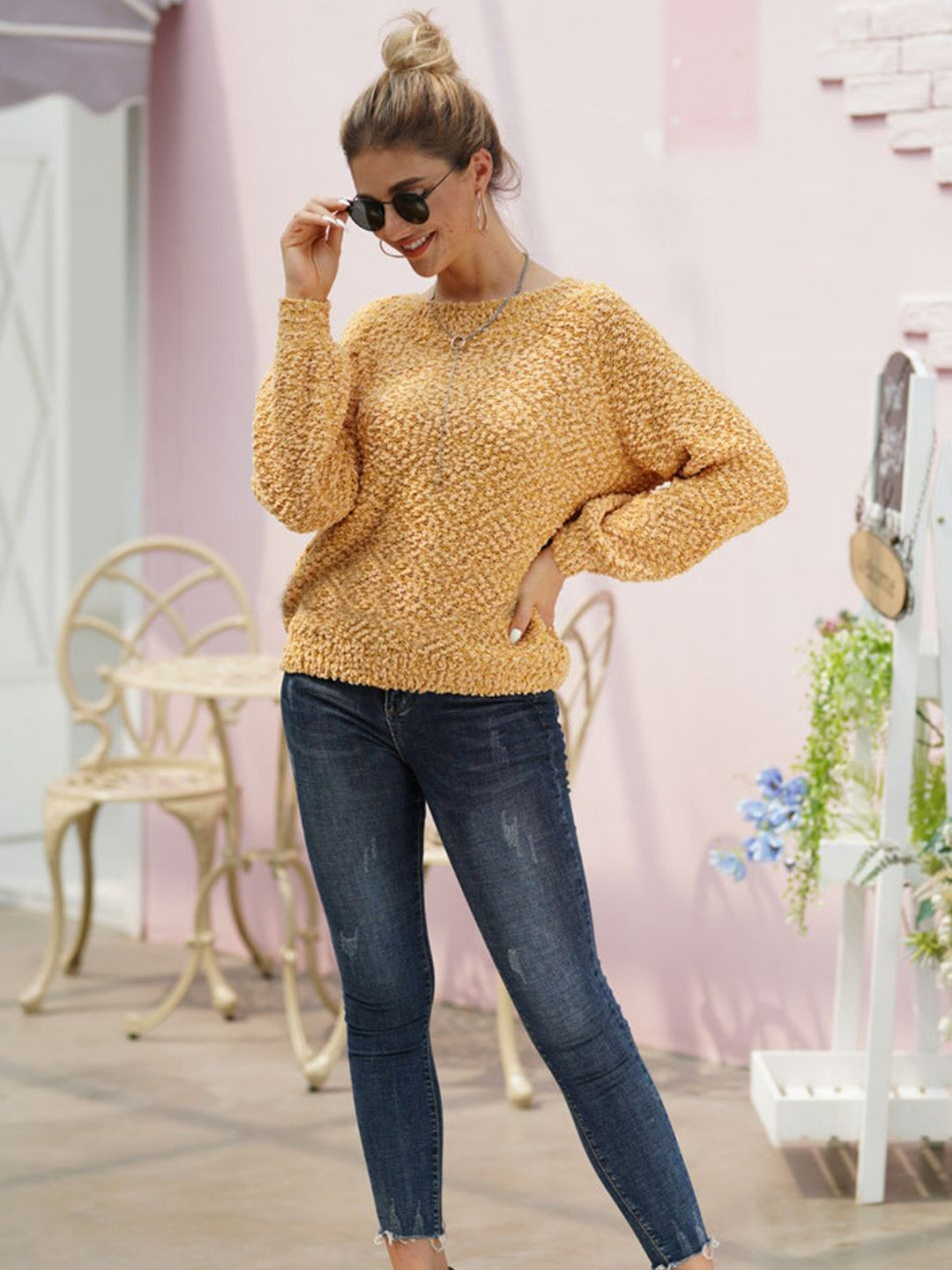 

Oh Rare Women Cable Knit Pullover, Yellow