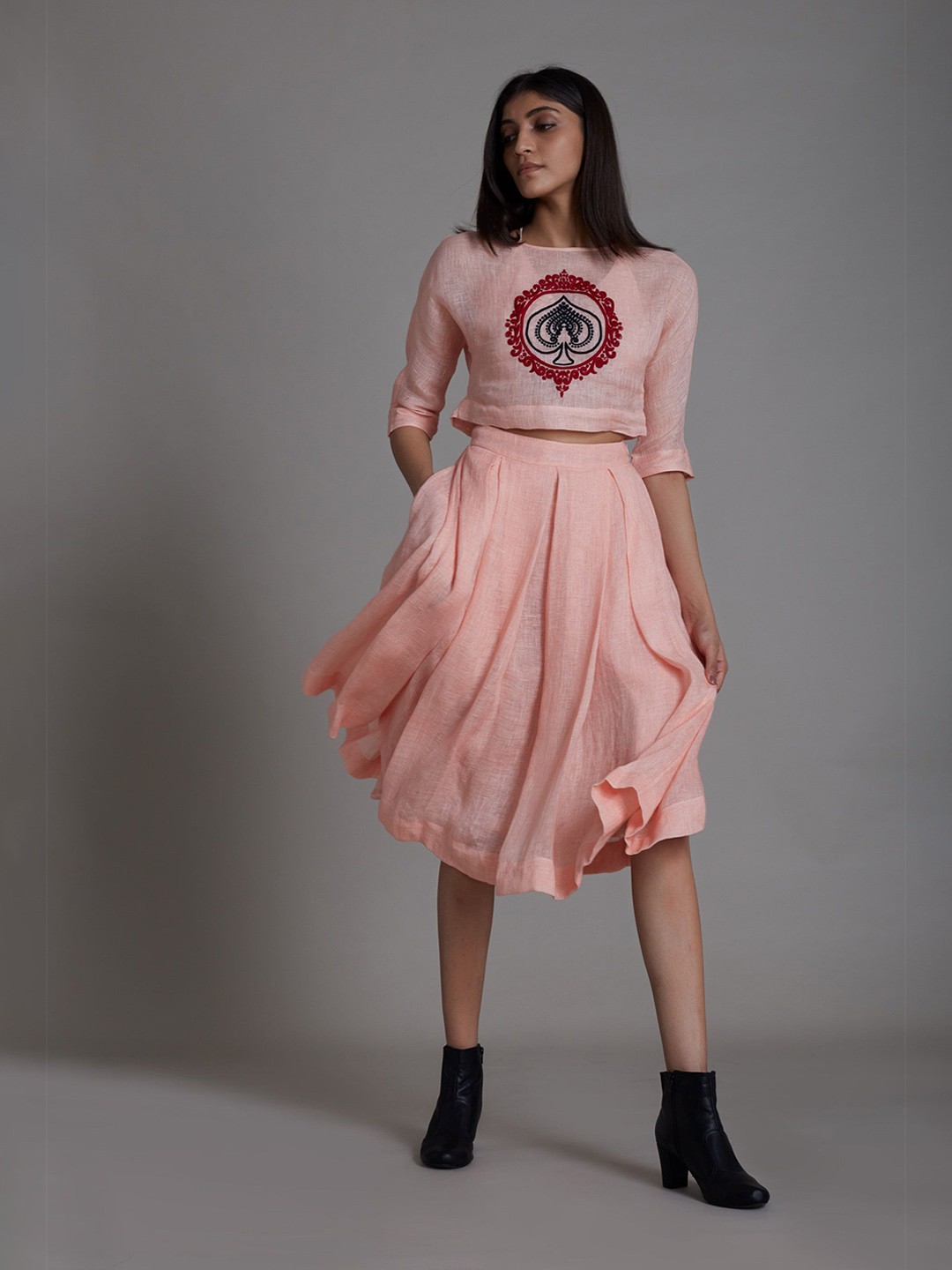

MATI Printed Top with Skirt, Pink