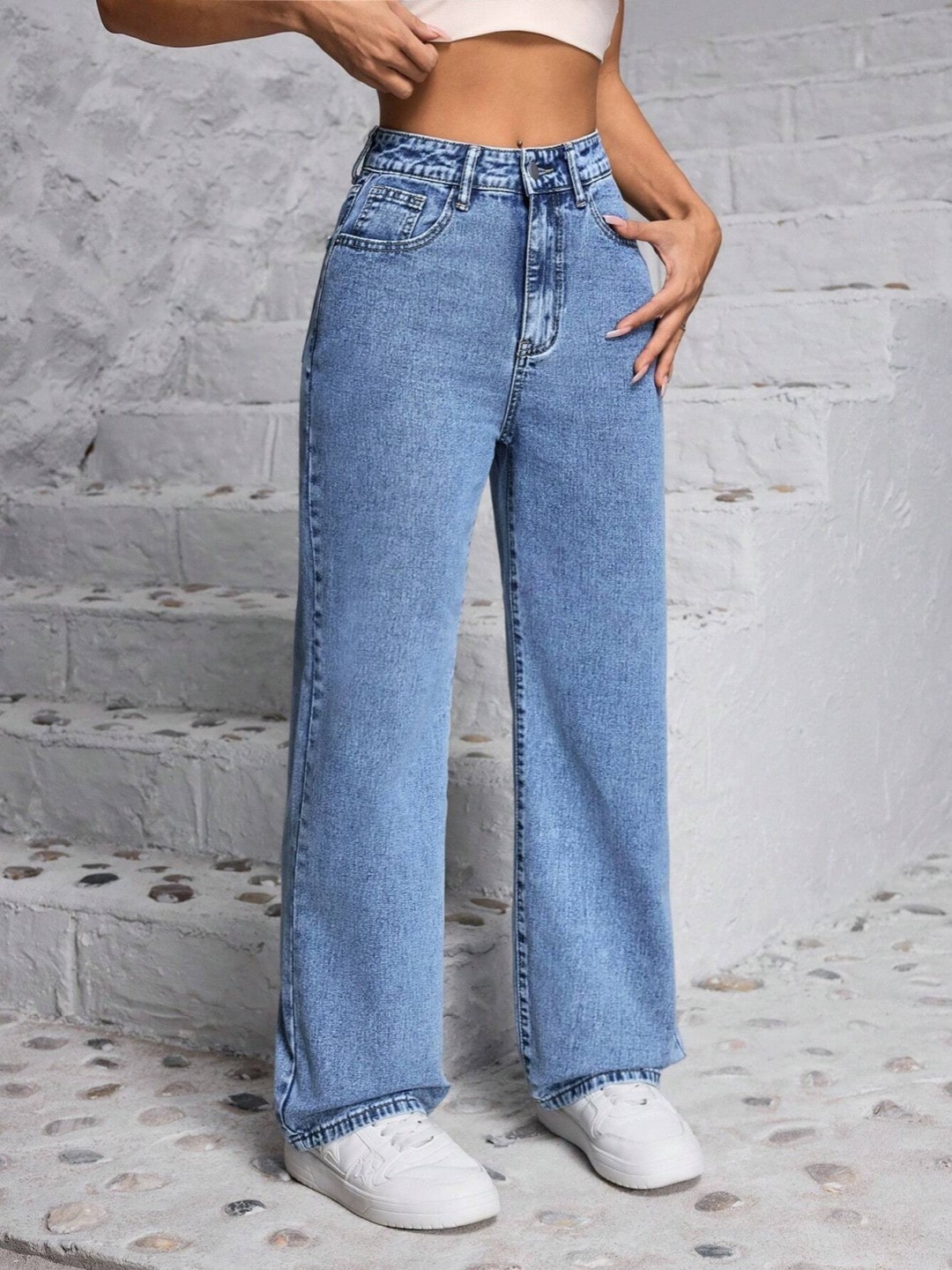 

Metronaut Women Comfort Wide Leg Jeans, Blue