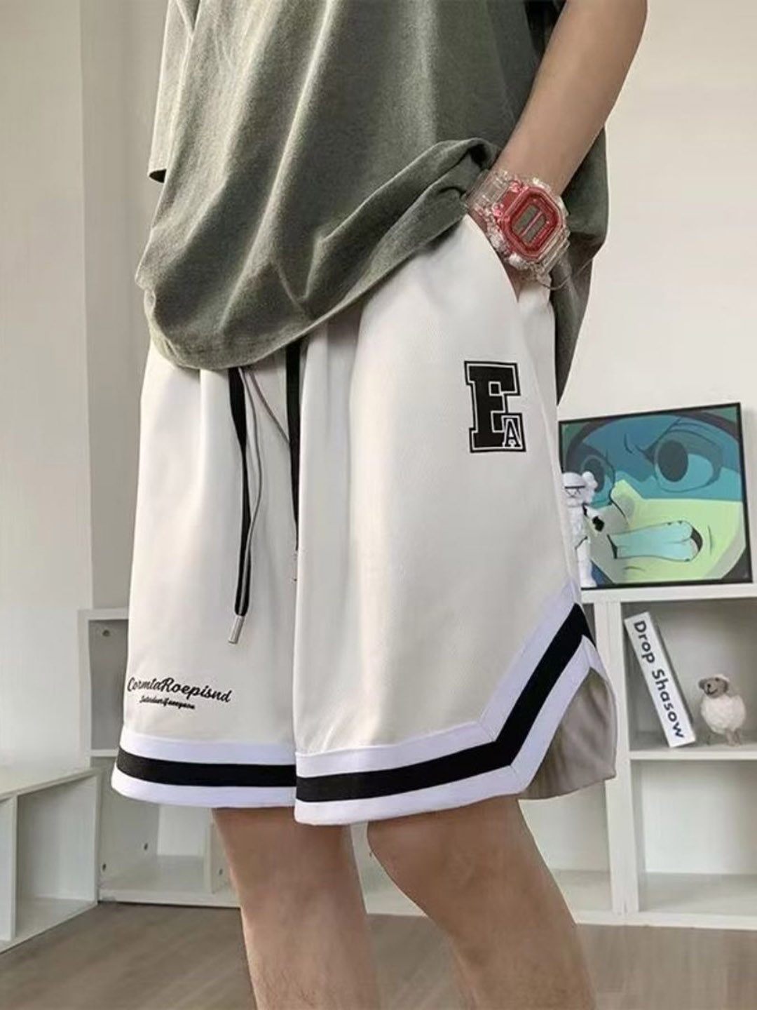 

HERE&NOW Men Loose Fit Sports Shorts, White