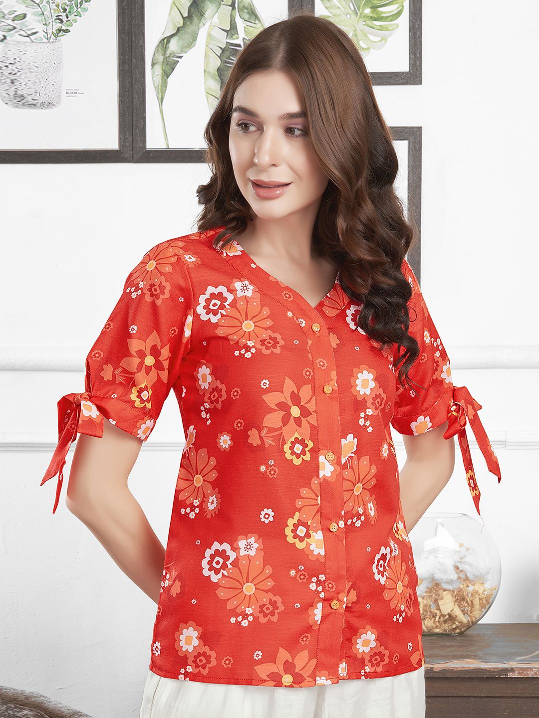 

Moda Rapido Floral Print Top, Red