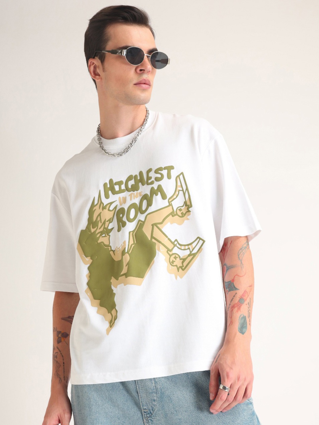 

LAUREN ADAMS Men Printed Applique T-shirt, White
