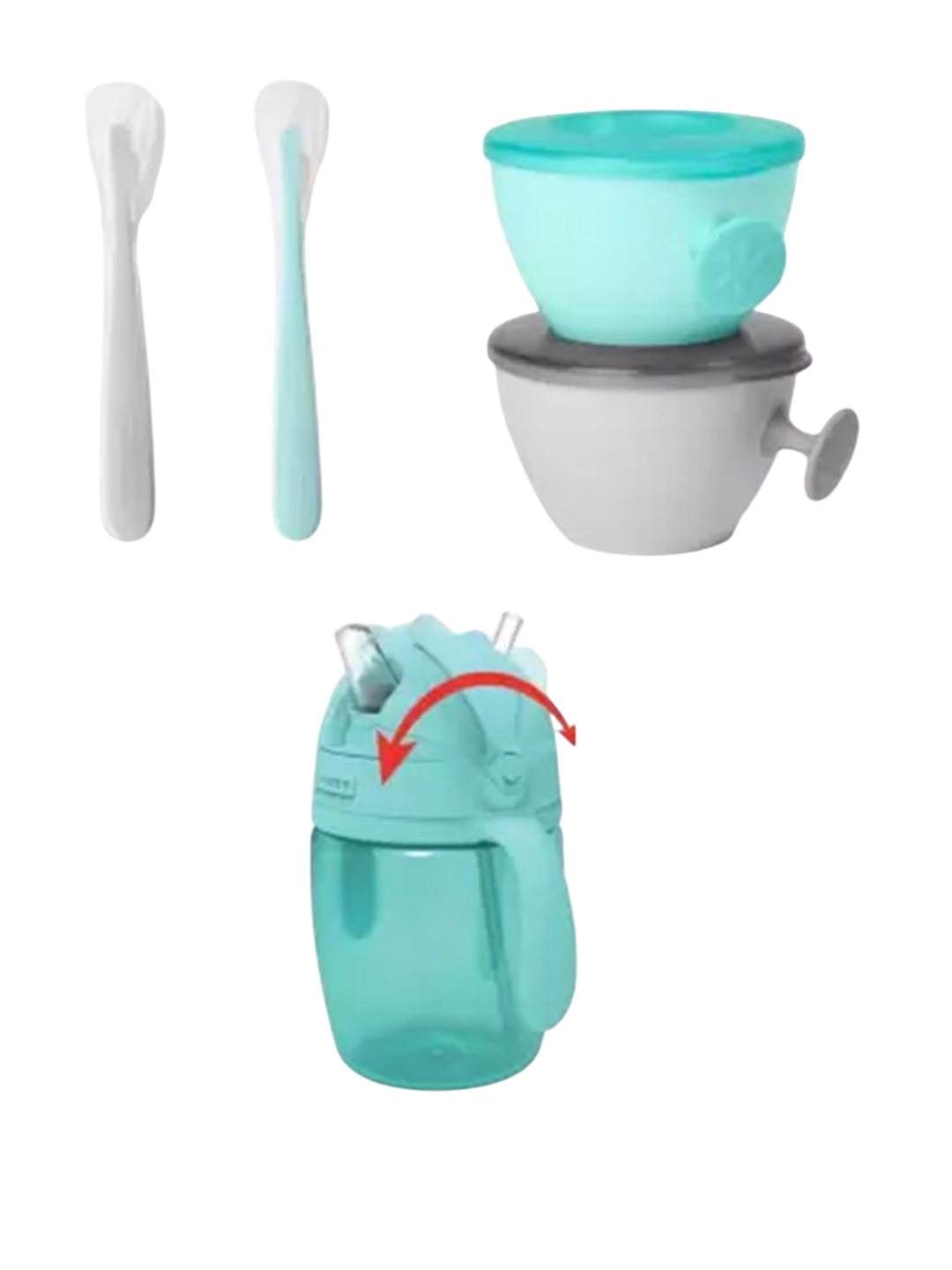 

Skip Hop Grey & Teal Blue Easy-Feed Mealtime Set