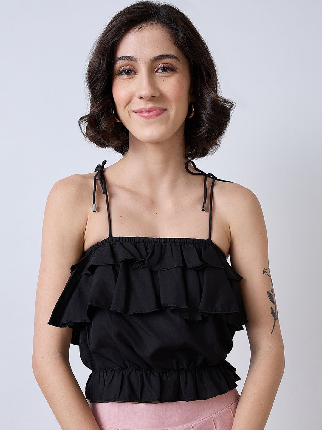 

SZN Off-Shoulder Crop Top, Black