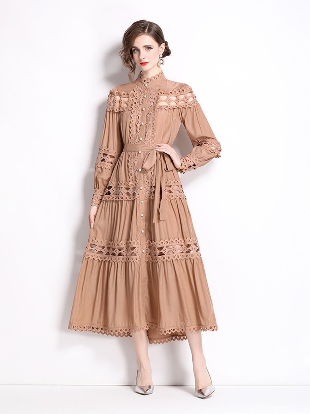 

JC Collection Fit & Flare Midi Dress, Khaki