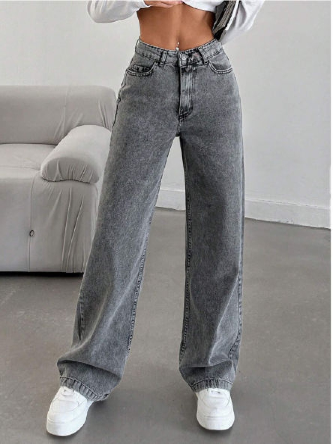 

Metronaut Women Comfort Wide Leg Jeans, Grey